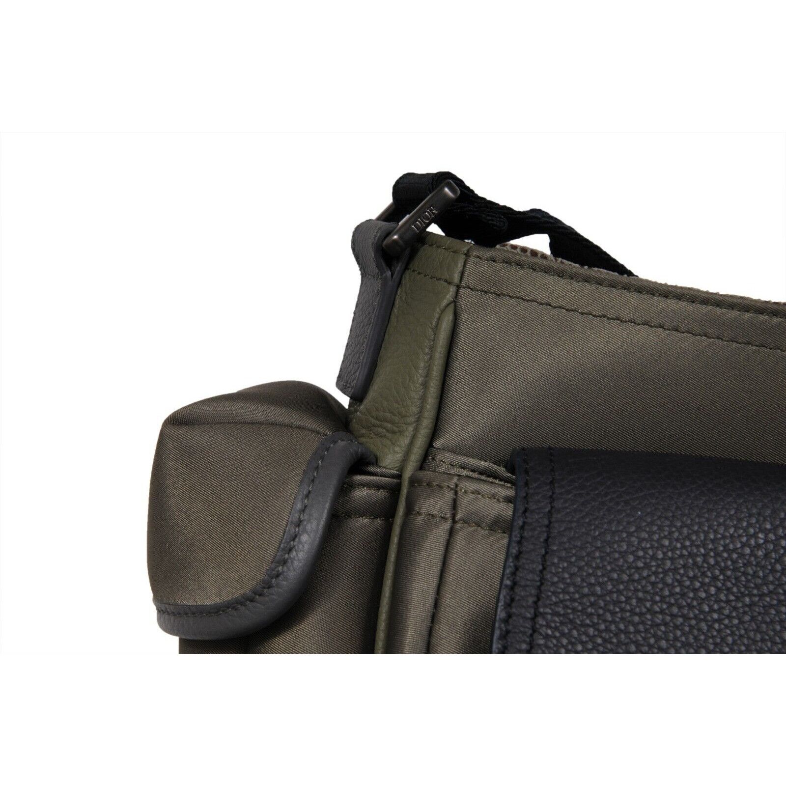 Dior × Sacai Saddle Messenger Bag Olive Green Navy Blue Leather Size ONE SIZE - 6 Thumbnail