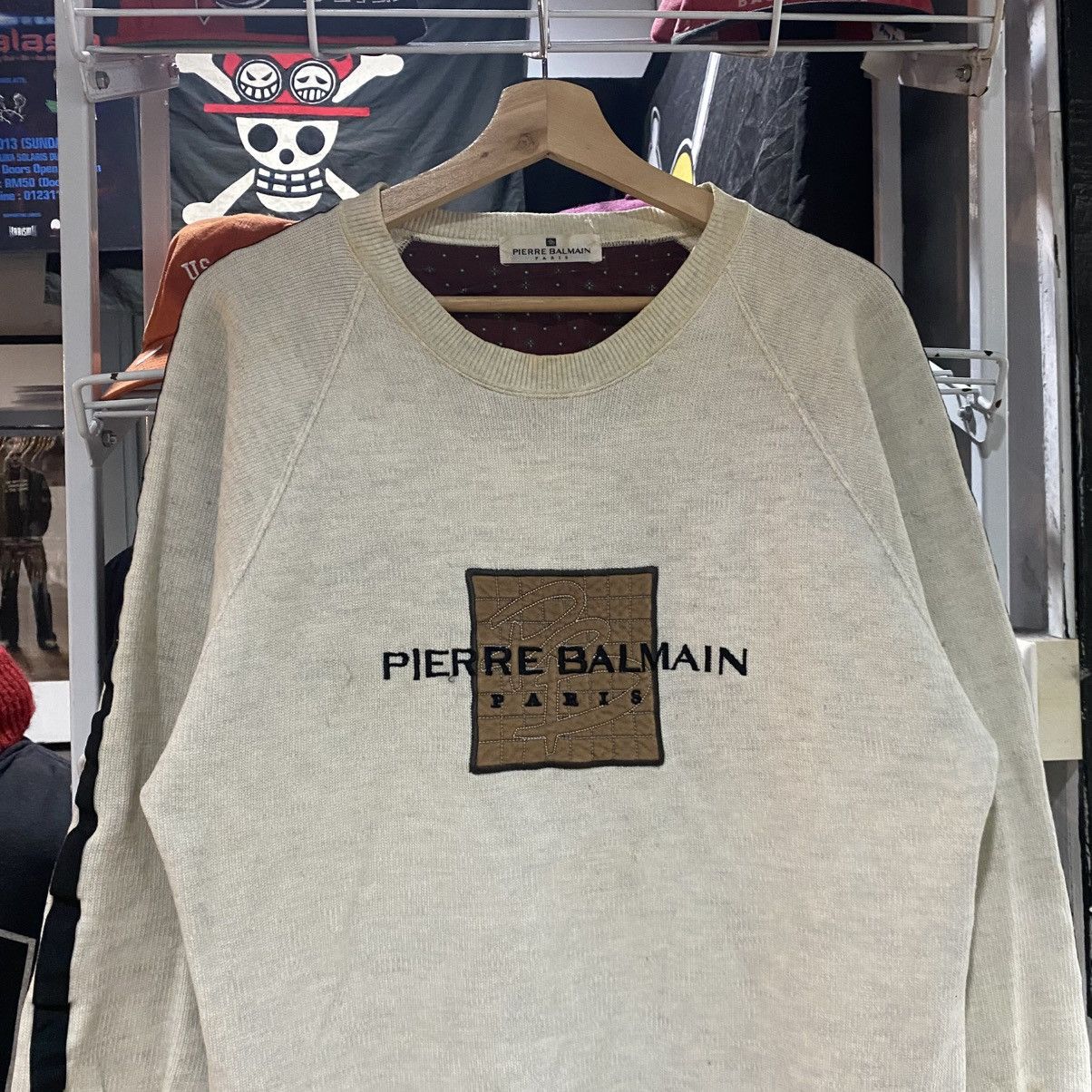 Balmain × Pierre Balmain Pierre Balmain Sweatshirt Logo Embroidered White Size US M / EU 48-50 / 2 - 3 Thumbnail