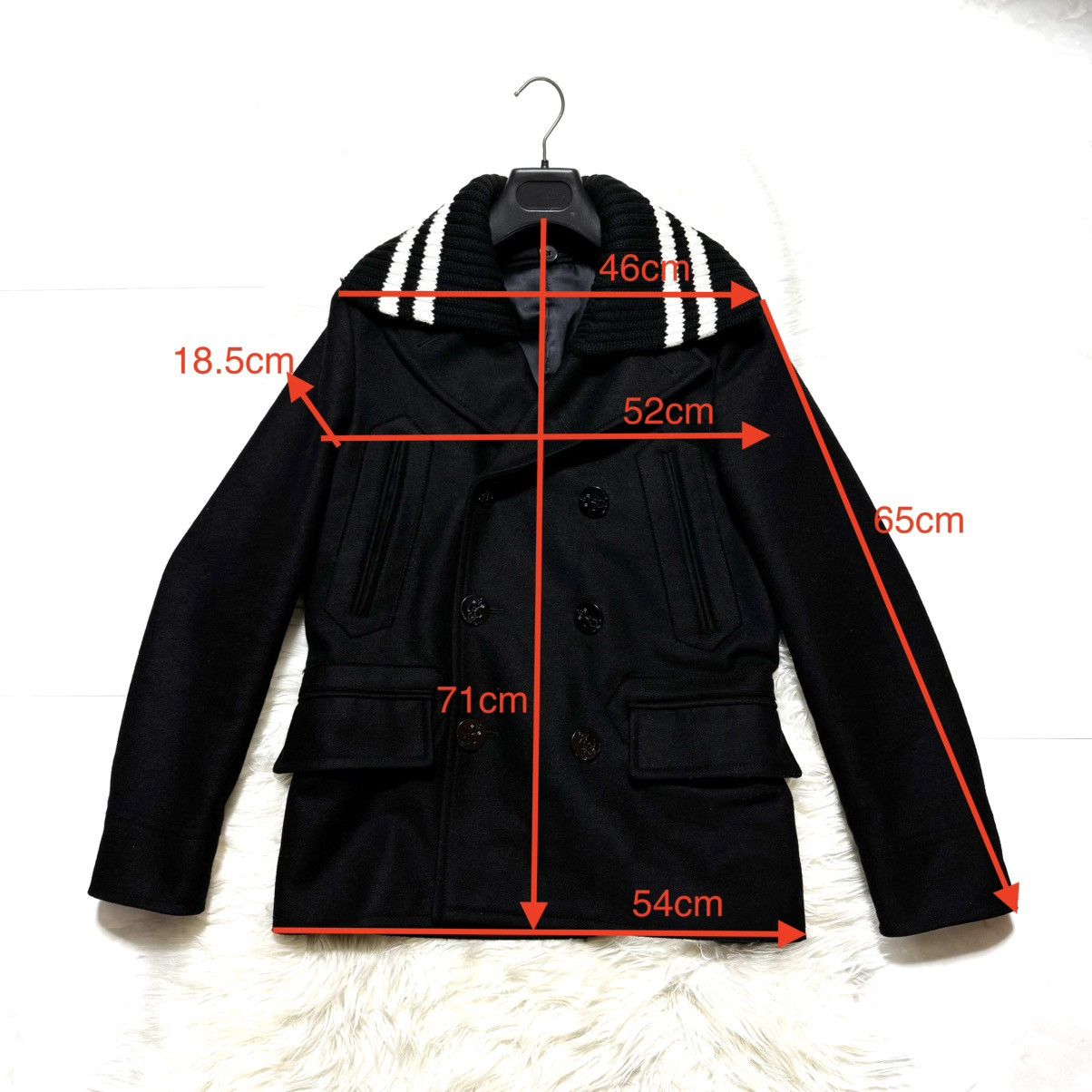Givenchy Givenchy Striped Rib Knit Melton Peacoat Jacket Size US S / EU 44-46 / 1 - 6 Thumbnail
