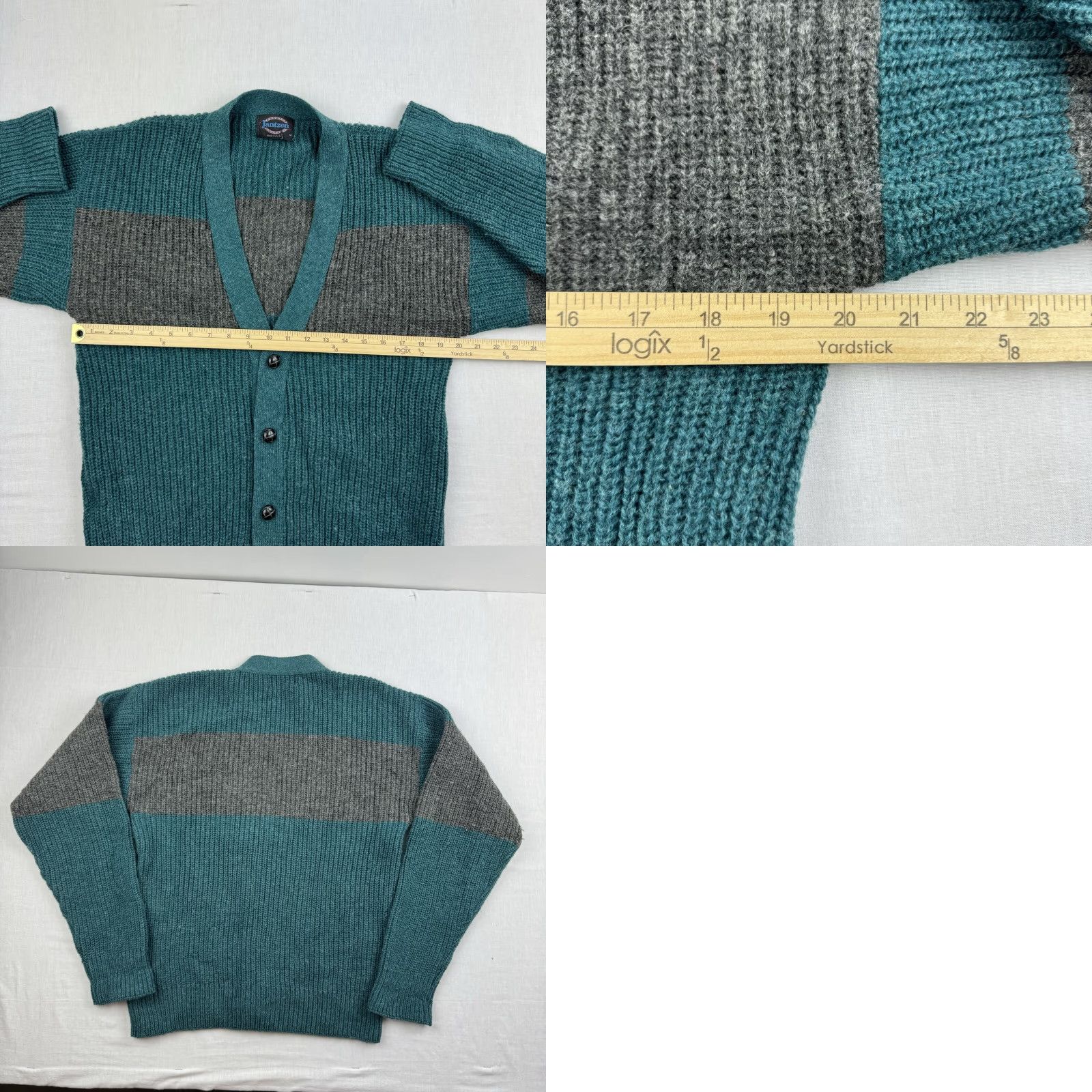 Jantzen VINTAGE Jantzen Cardigan Sweater Adult Large Green Wool Blend USA 90s Mens Size US L / EU 52-54 / 3 - 8 Thumbnail
