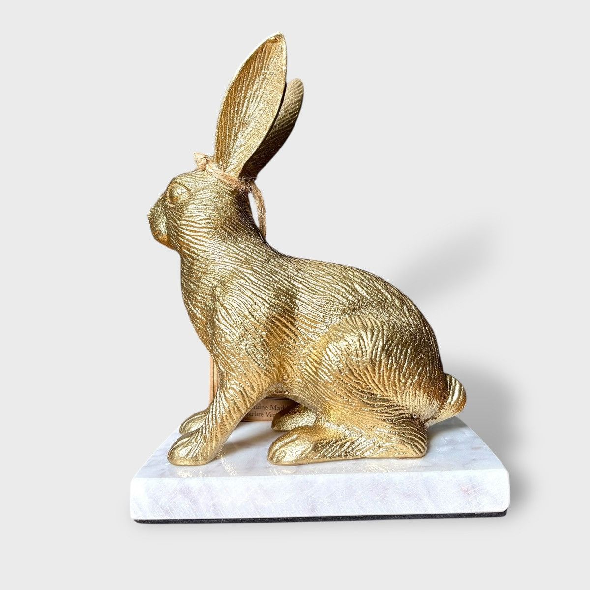 Handmade Well Dressed Home Metal Rabbit Sculpture with Marble Base Size ONE SIZE - 5 Thumbnail