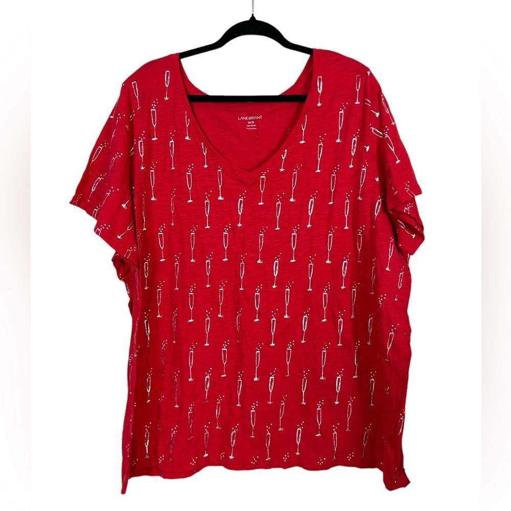 Designer Lane Bryant l NWT Red Champagne Flute Tee 26/28/4X Size M / US 6-8 / IT 42-44 - 2 Thumbnail