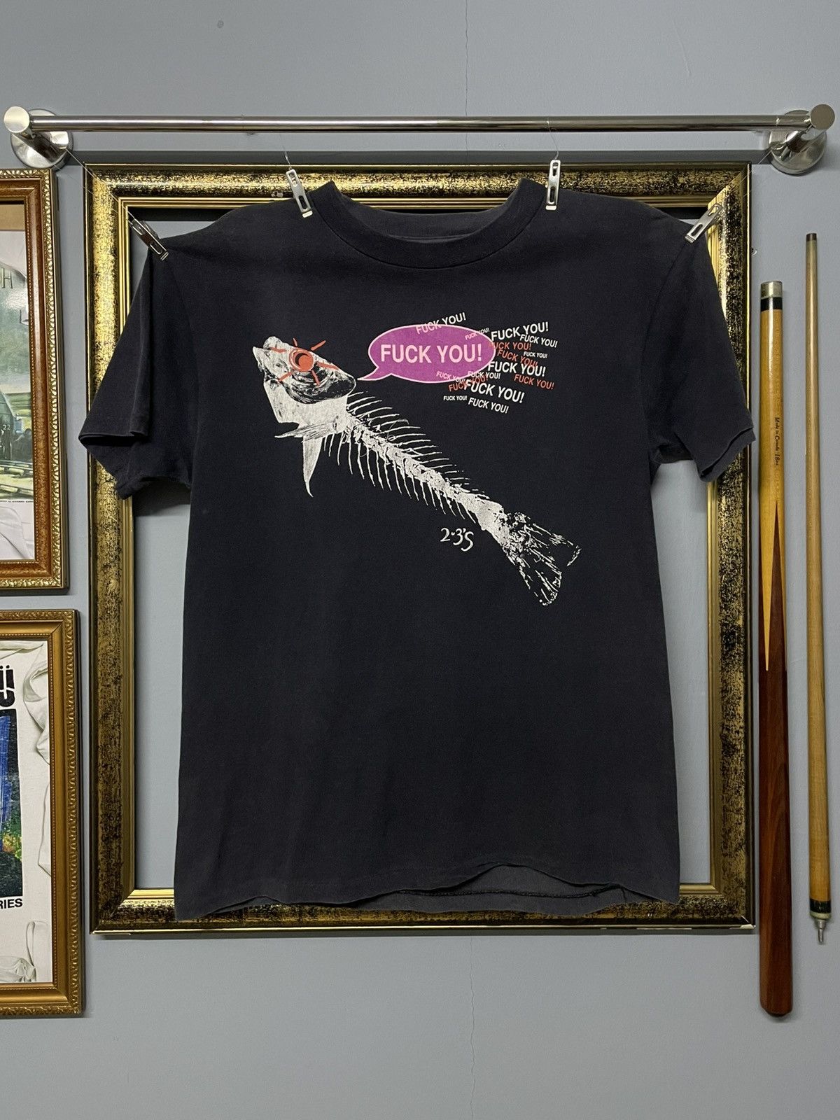 Vintage Vintage 90s Single Stitch ‘Fuck U’ Fish Skeleton Rebellious Size US L / EU 52-54 / 3 - 1 Thumbnail