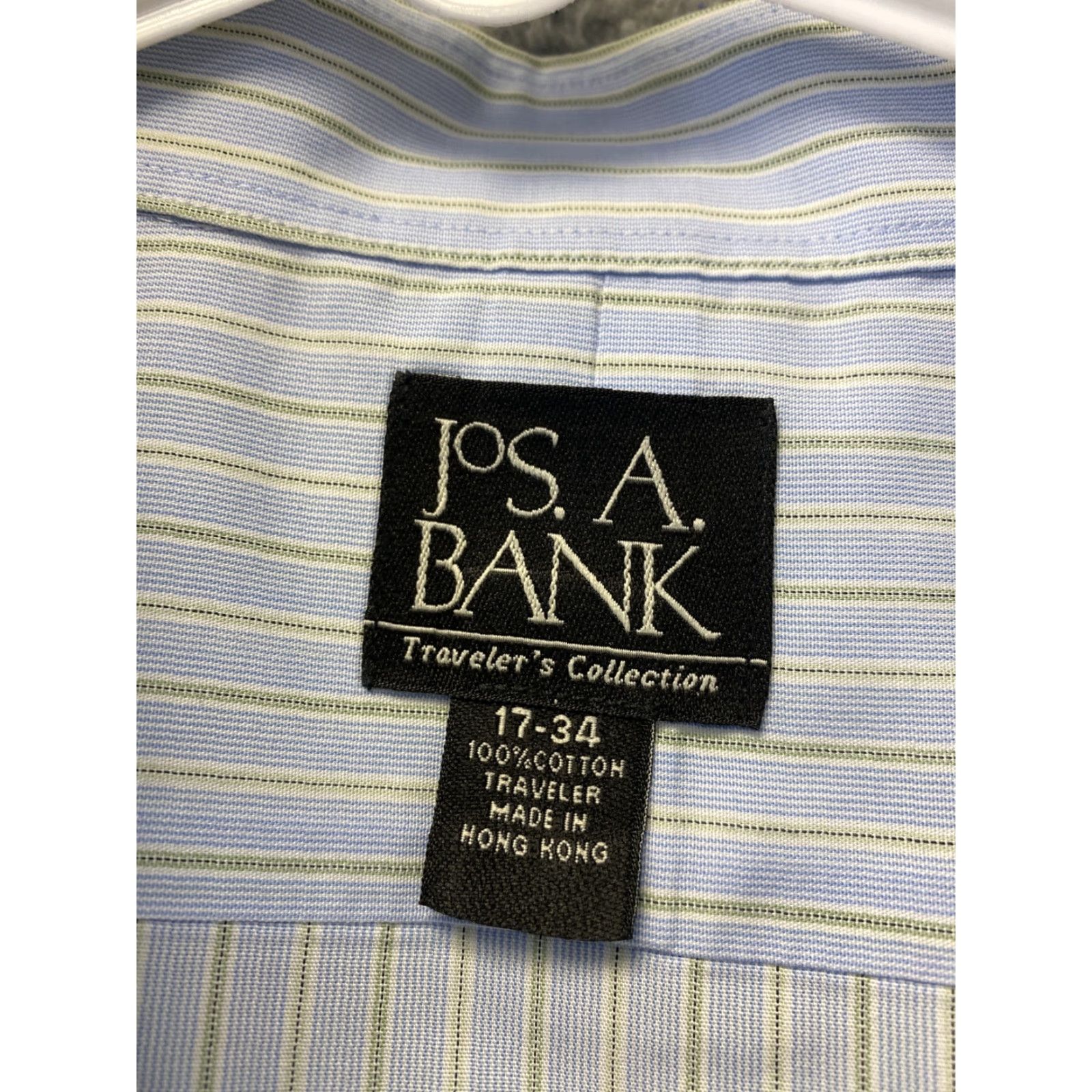 Jos. A. Bank JOS. A. BANK Blue Striped Dress Shirt 17 Regular Long Sleeve Button Down Cotton Classic Mens Size US XL / EU 56 / 4 - 4 Thumbnail