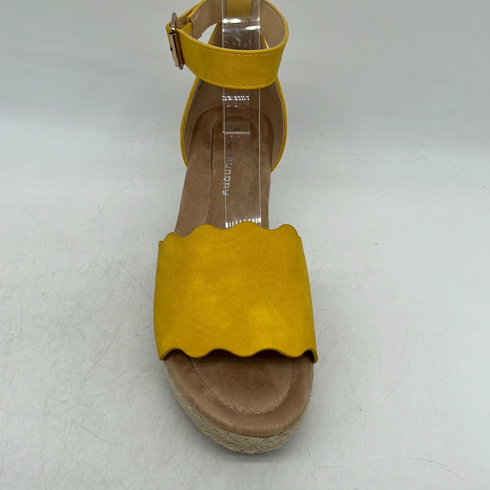 Vintage VINTAGE? CL By Chinese Laundry Women Espadrille Sandal Wedge Yellow Size 8 Adult US 8 Buckle Open Toe Party/Cocktail Wedding Shoes Womens Size US 8.5 / IT 38.5 - 2 Thumbnail