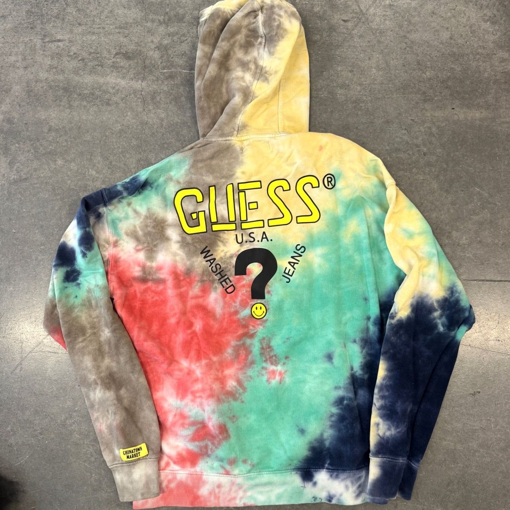 Guess VINTAGE Y2K Guess Chintown Market Tie Dye Hoodie Pullover Embroidered Medium Mens Red Size US M / EU 48-50 / 2 - 2 Thumbnail