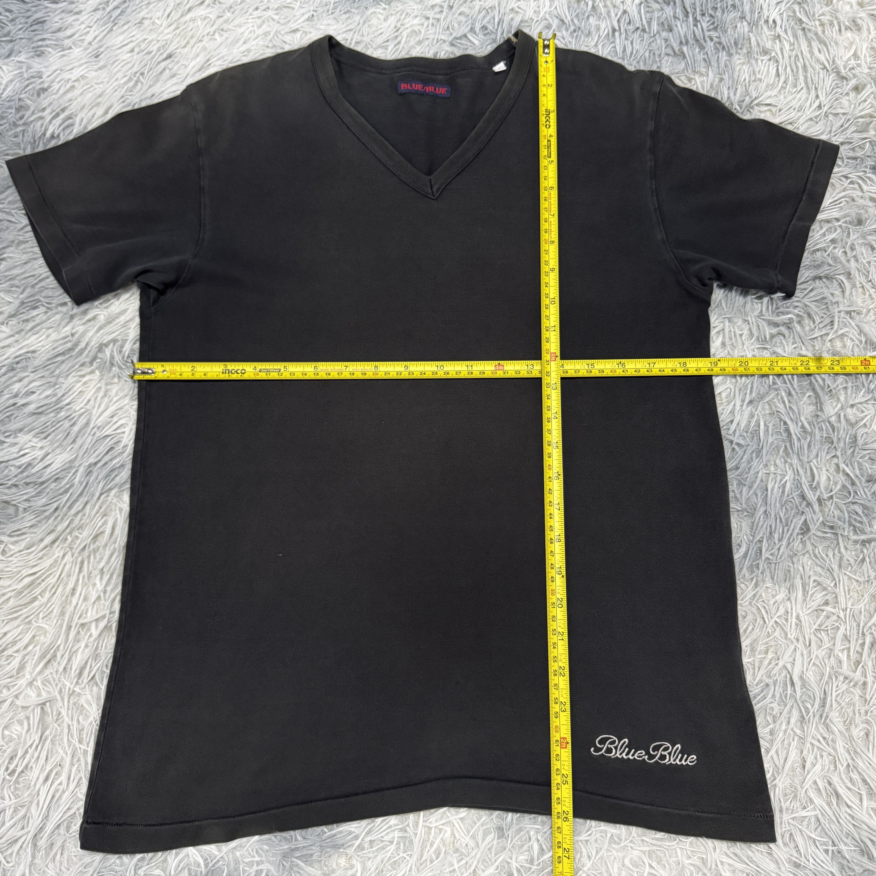 Blue Blue Japan V Neck Plain Sunfaded Tshirt Made In Japan