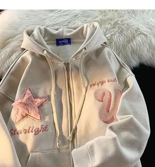 Japanese Brand Letter Printing Zip Up Hoodie Fashion High Street Hip Hop Size ONE SIZE - 5 Thumbnail