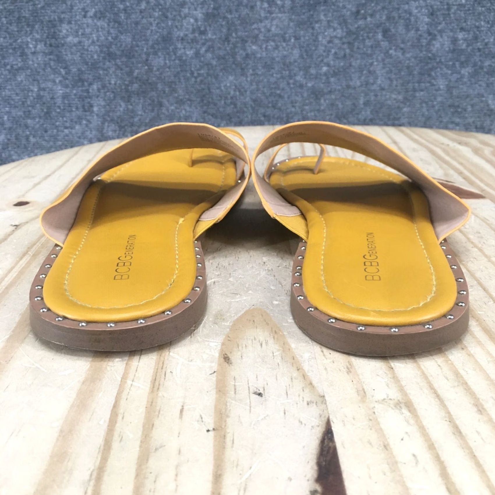 BCBGeneration BCBGeneration Sandals Womens 10M Zinda Slip On Slides Yellow Faux Leather Casual Size US 10 / IT 40 - 7 Thumbnail