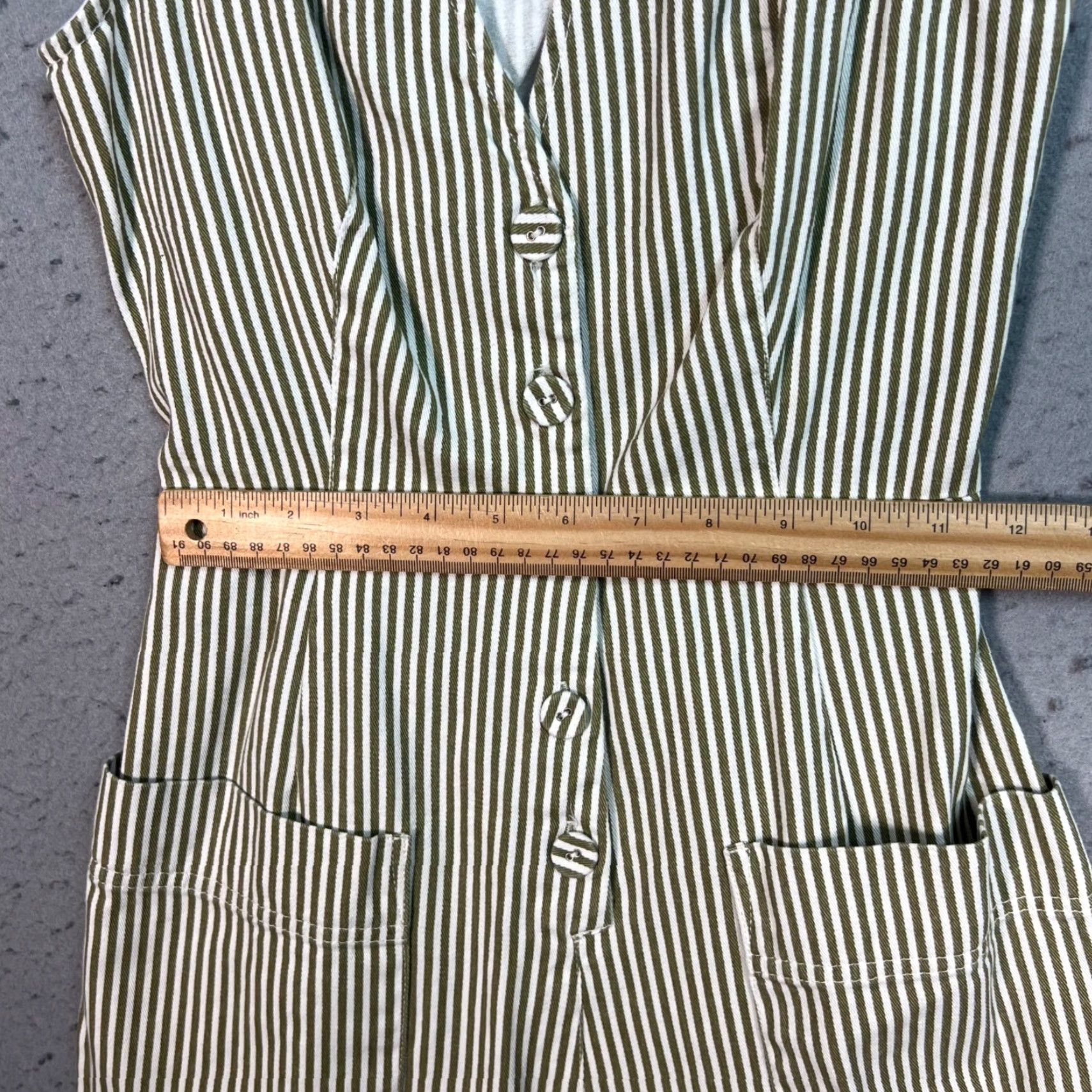 Asos ASOS Design Jumpsuit Womens Size 4 Green Striped Sleeveless Adult Medium Jumpsuit Green Striped Vintage/Used Womens Size 27" / US 4 / IT 40 - 7 Thumbnail