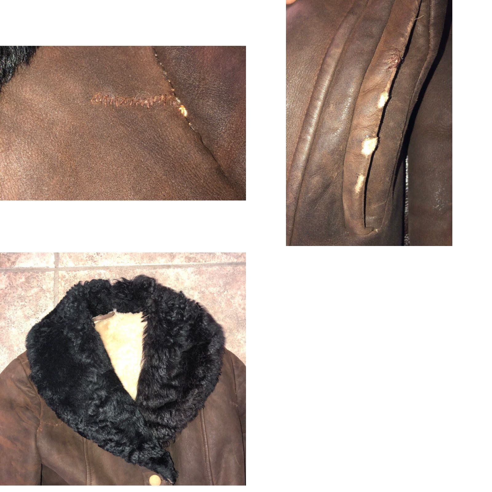 Vintage VINTAGE Women's Brown Leather Shearling Sheepskin Coat Fur Trim Size M Size M / US 6-8 / IT 42-44 - 8 Thumbnail