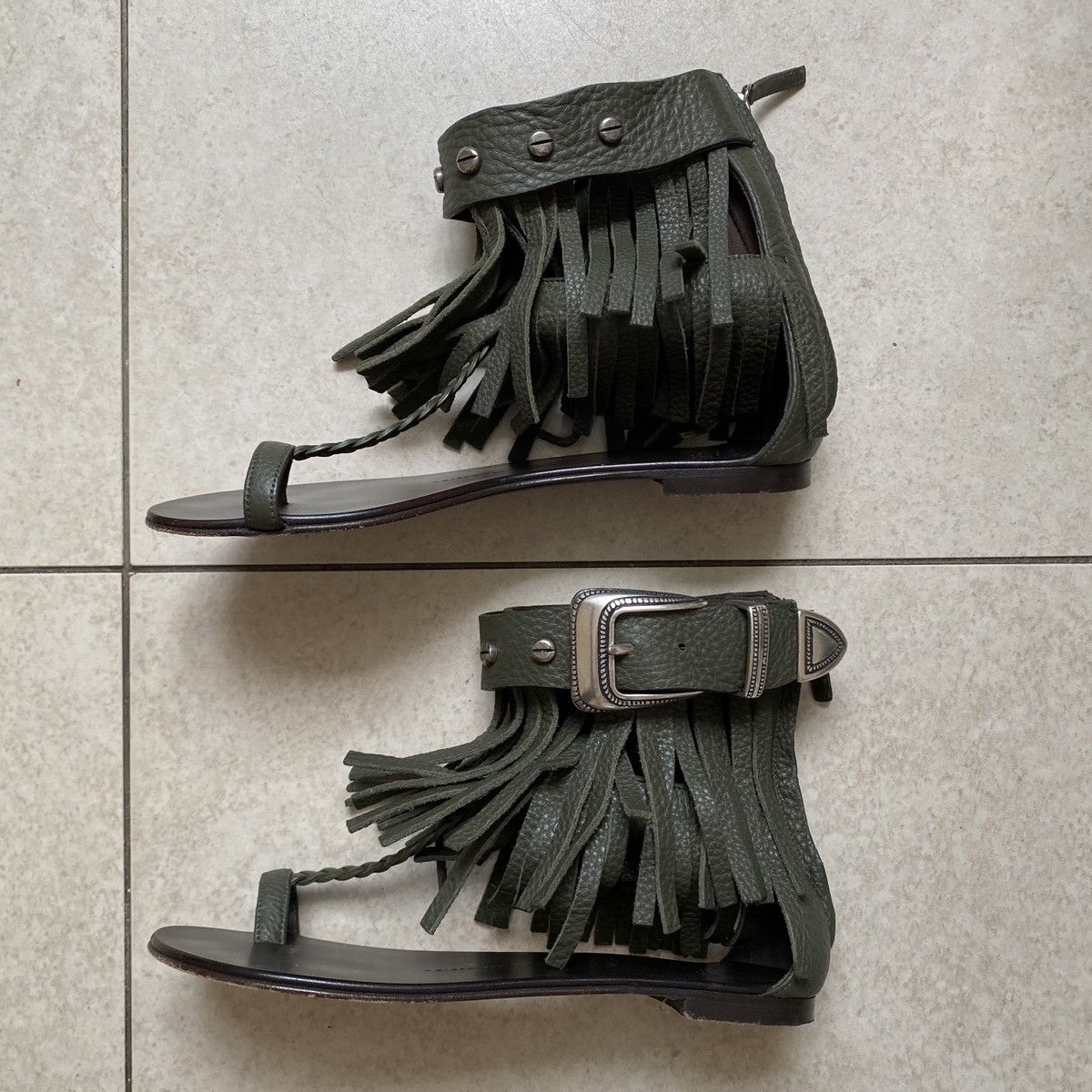 Giuseppe Zanotti Giuseppe Zanotti Leather Fringed Thong Gladiator Sandals Size US 8 / IT 38 - 3 Thumbnail