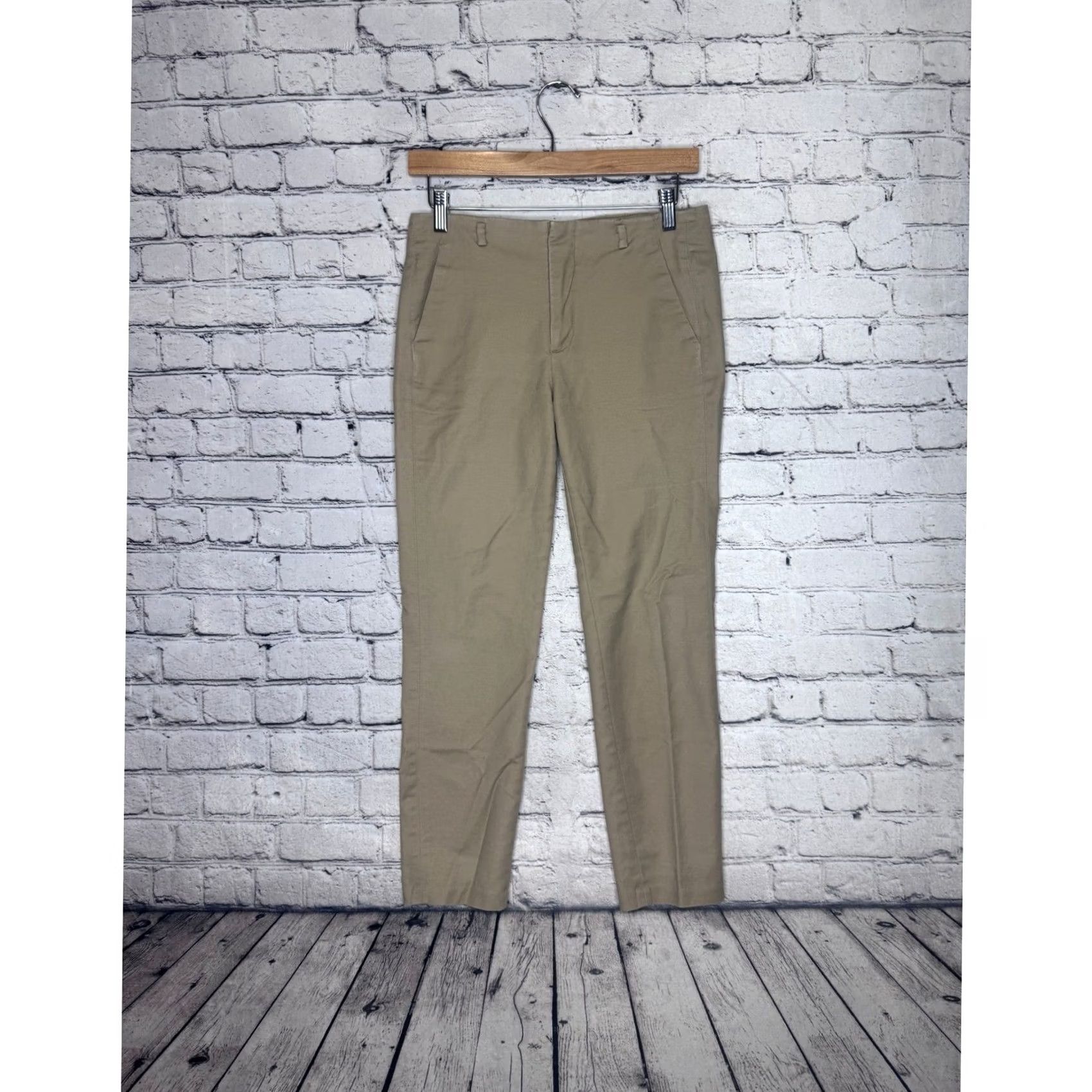 Zara ZARA BASIC COLLECTION Women Khaki Trousers Straight Leg Ankle Pants Size 4 Size 27" / US 4 / IT 40 - 2 Thumbnail