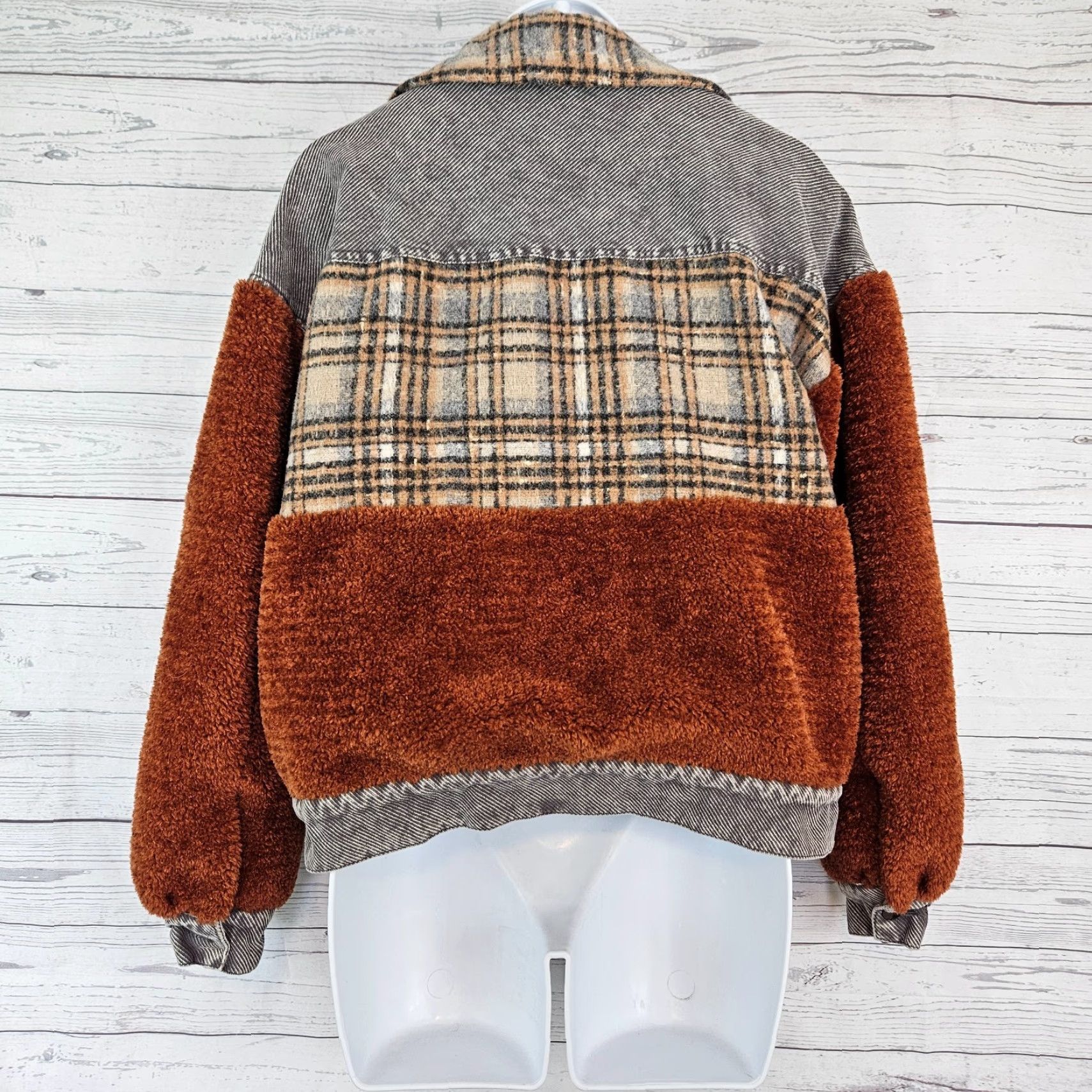 Vintage Oli & Hali Womens Pieced Jacket Sz Small Gray Orange Plaid Button Up Size S / US 4 / IT 40 - 3 Thumbnail