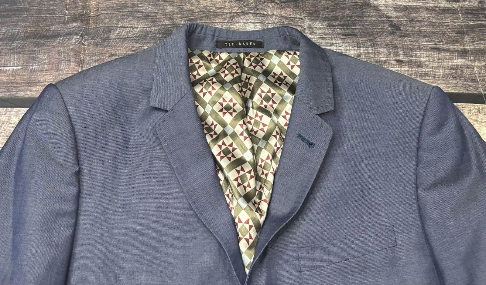 Ted Baker Ted Baker London Blazer Jacket Mens 38R Wool Satin Wool Size 38R - 5 Thumbnail