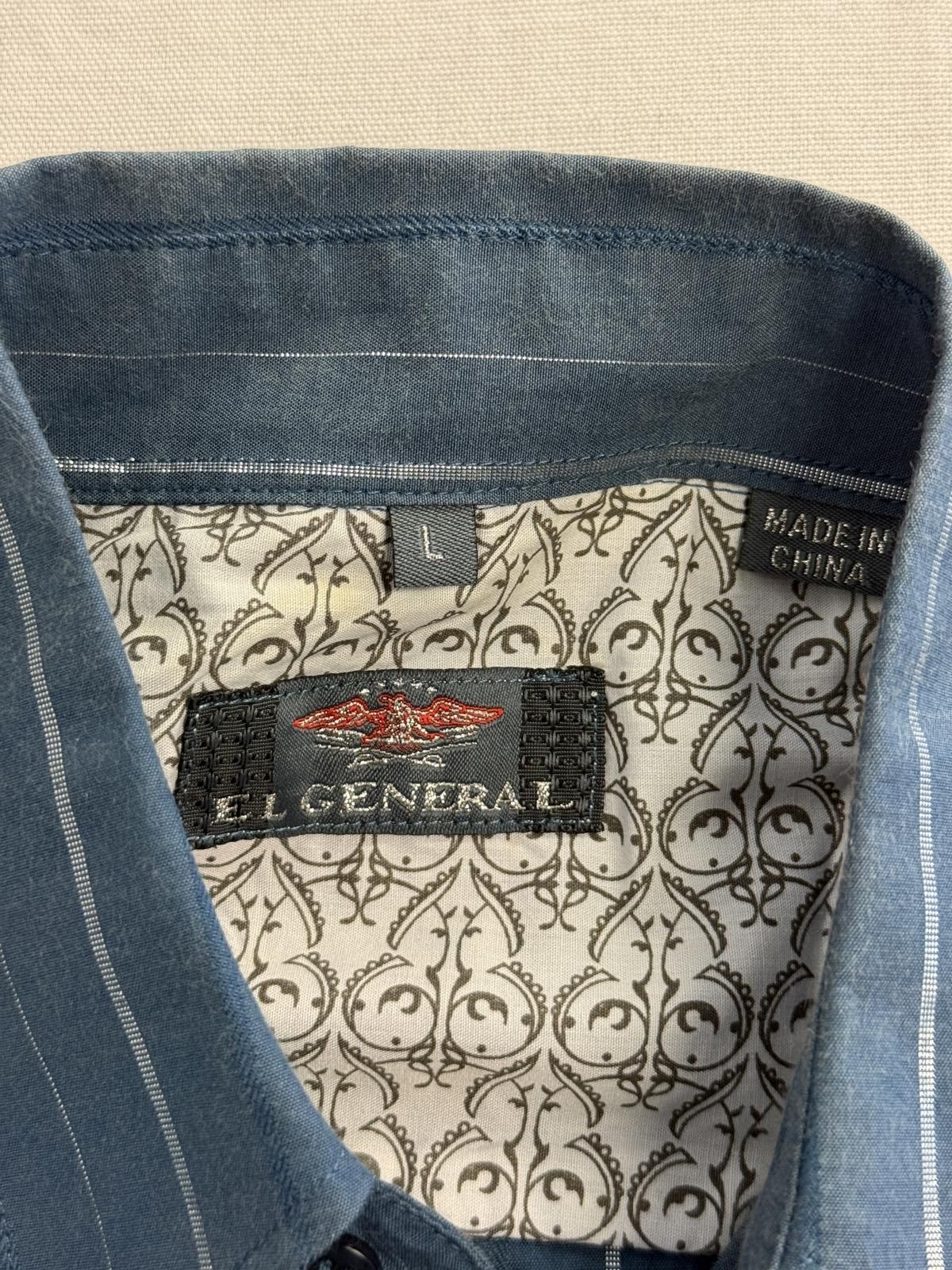 Designer Cowboy Cross Western Wear Button Up Silver Pin Stripes - L Size US L / EU 52-54 / 3 - 3 Thumbnail