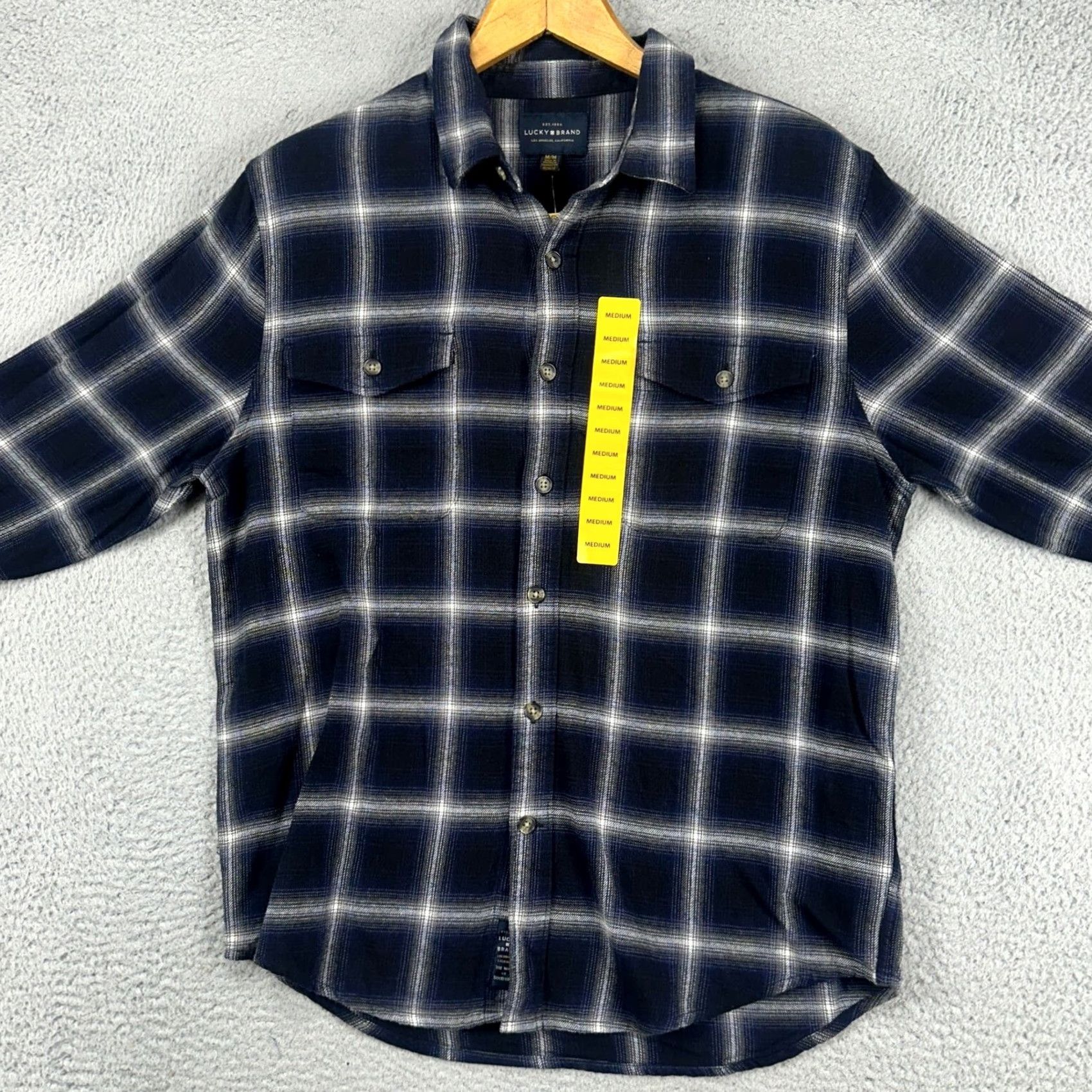 Lucky Brand Lucky Brand Mens Button-Up Shirt Medium Blue Plaid Long Sleeve Pockets NEW Size US M / EU 48-50 / 2 - 3 Thumbnail