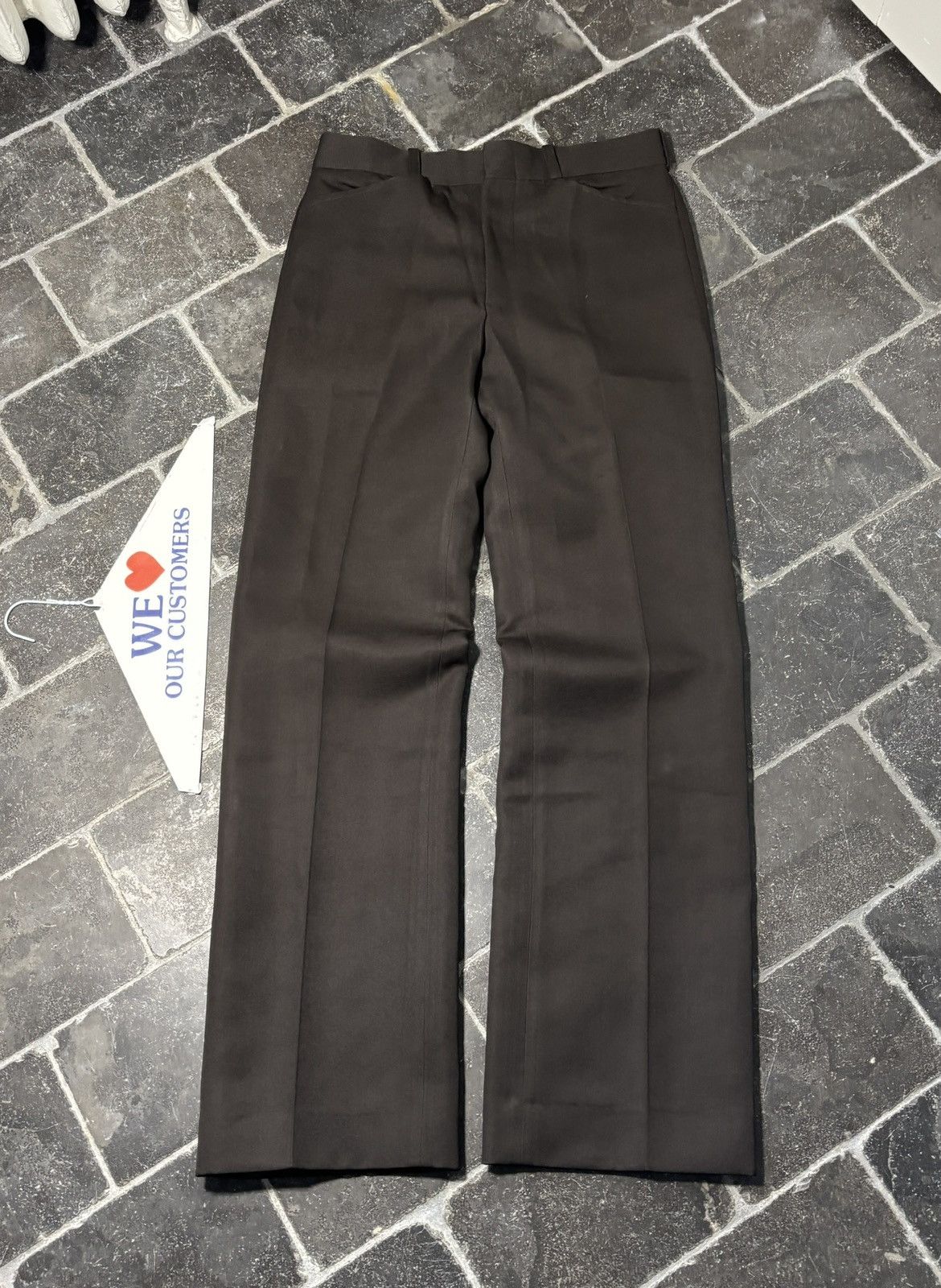 Vintage True Vintage Trousers Dark Brown Polyester 1960s 1970s 30x32 Size 34R - 1 Thumbnail