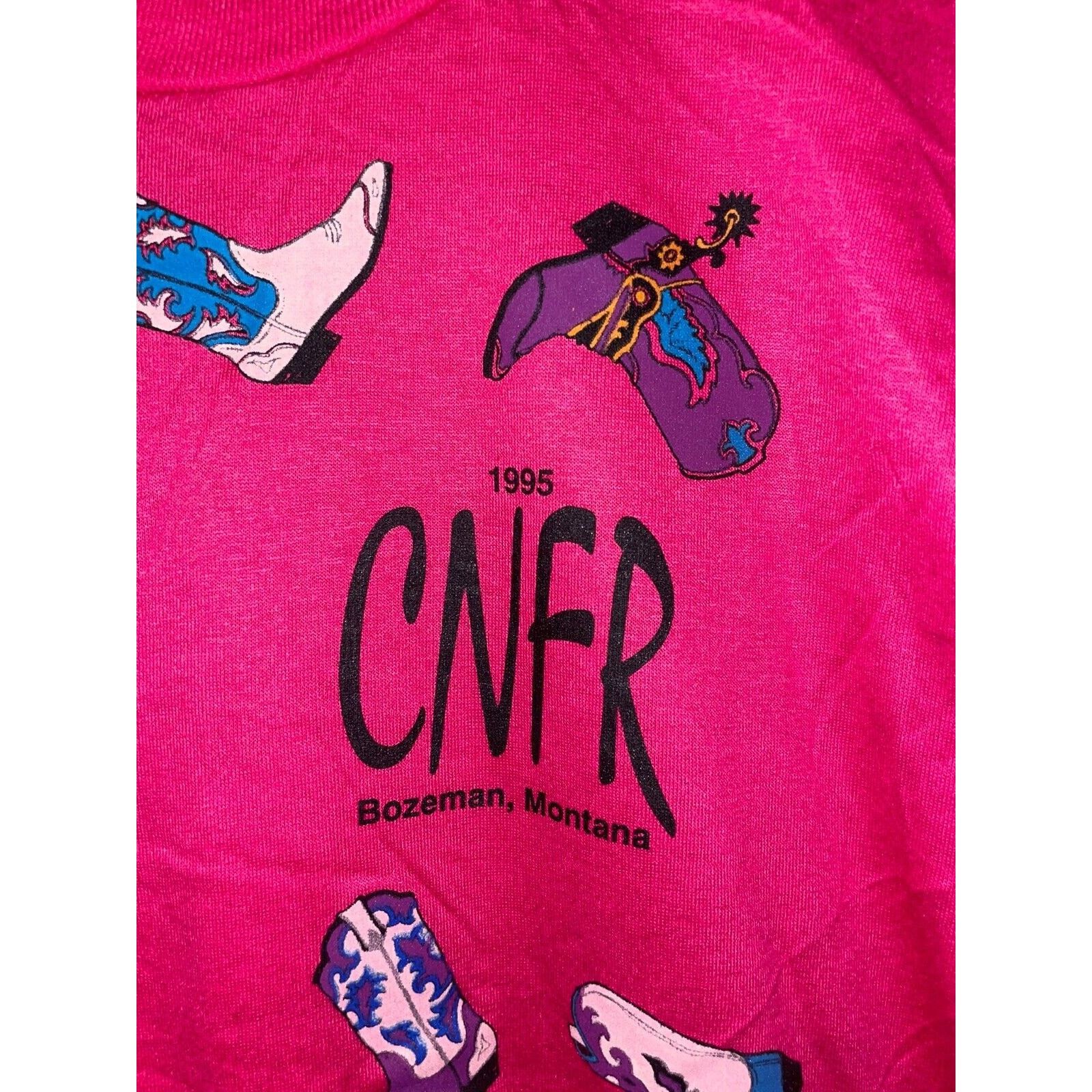 Jerzees 1995 CNFR Finals Rodeo Boots Cowboy Cowgirl Boot Shirt 90s L Size US L / EU 52-54 / 3 - 6 Thumbnail