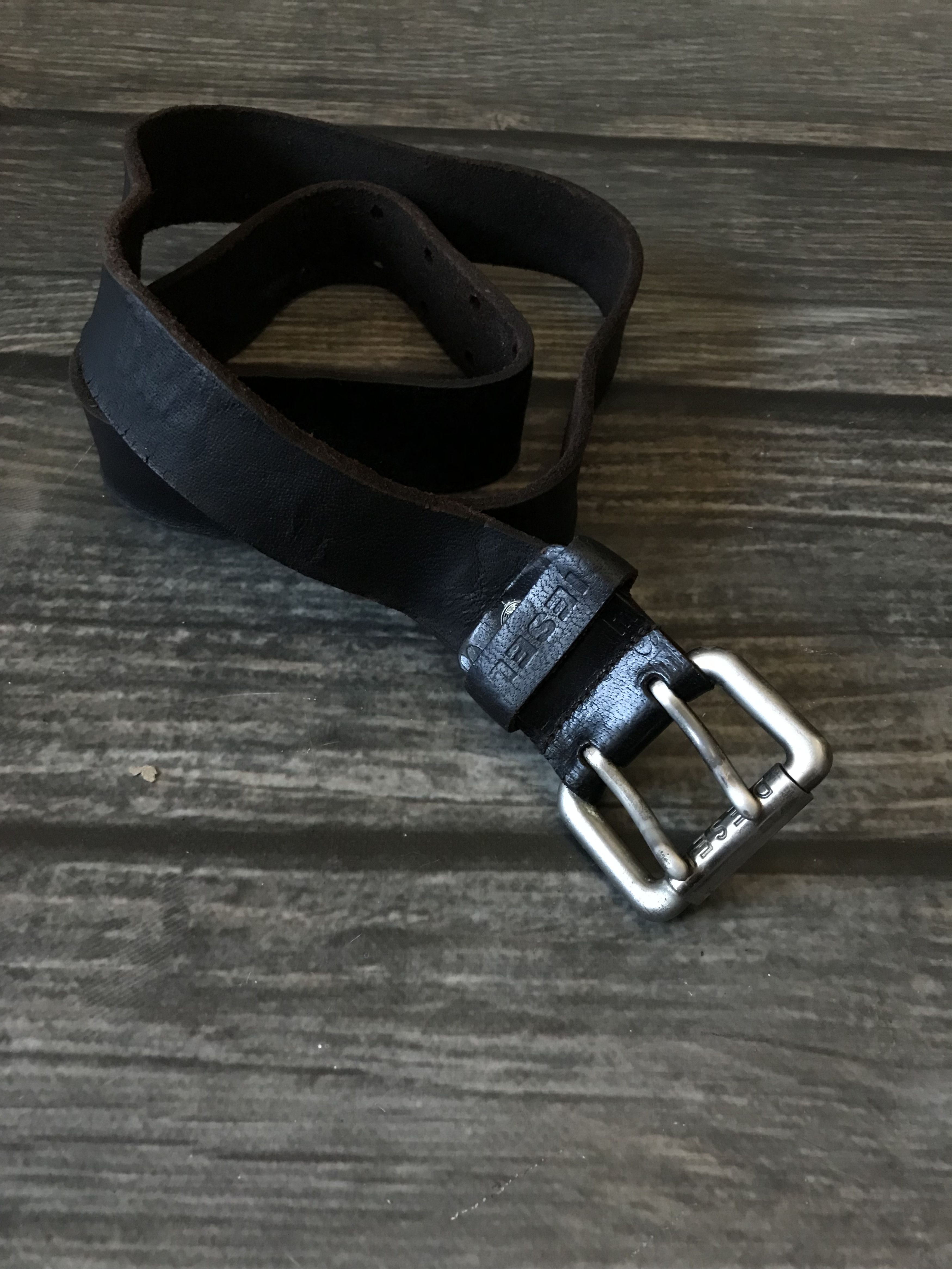 Diesel Diesel Vintage Work Belt Black Leather Heavy Metal Buckley2k Size ONE SIZE - 2 Thumbnail