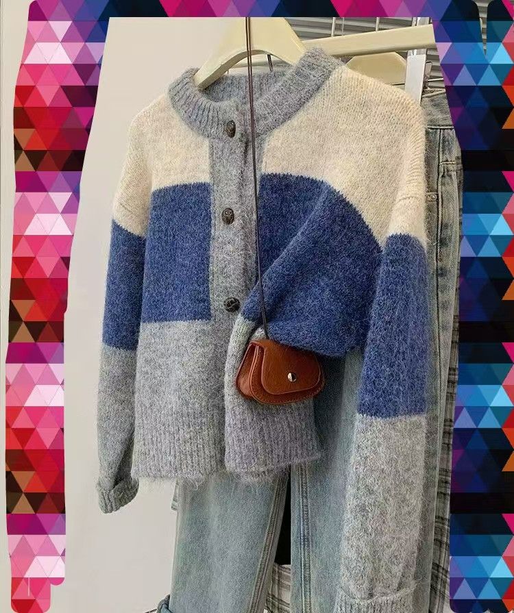 Vintage Street-style loose-fitting patchwork sweater Size US M / EU 48-50 / 2 - 1 Thumbnail