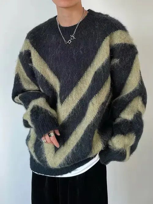 Japanese Brand Mayuzumi x Mayu Luxury Knitted Striped Sweater Size US XXL / EU 58 / 5 - 6 Thumbnail