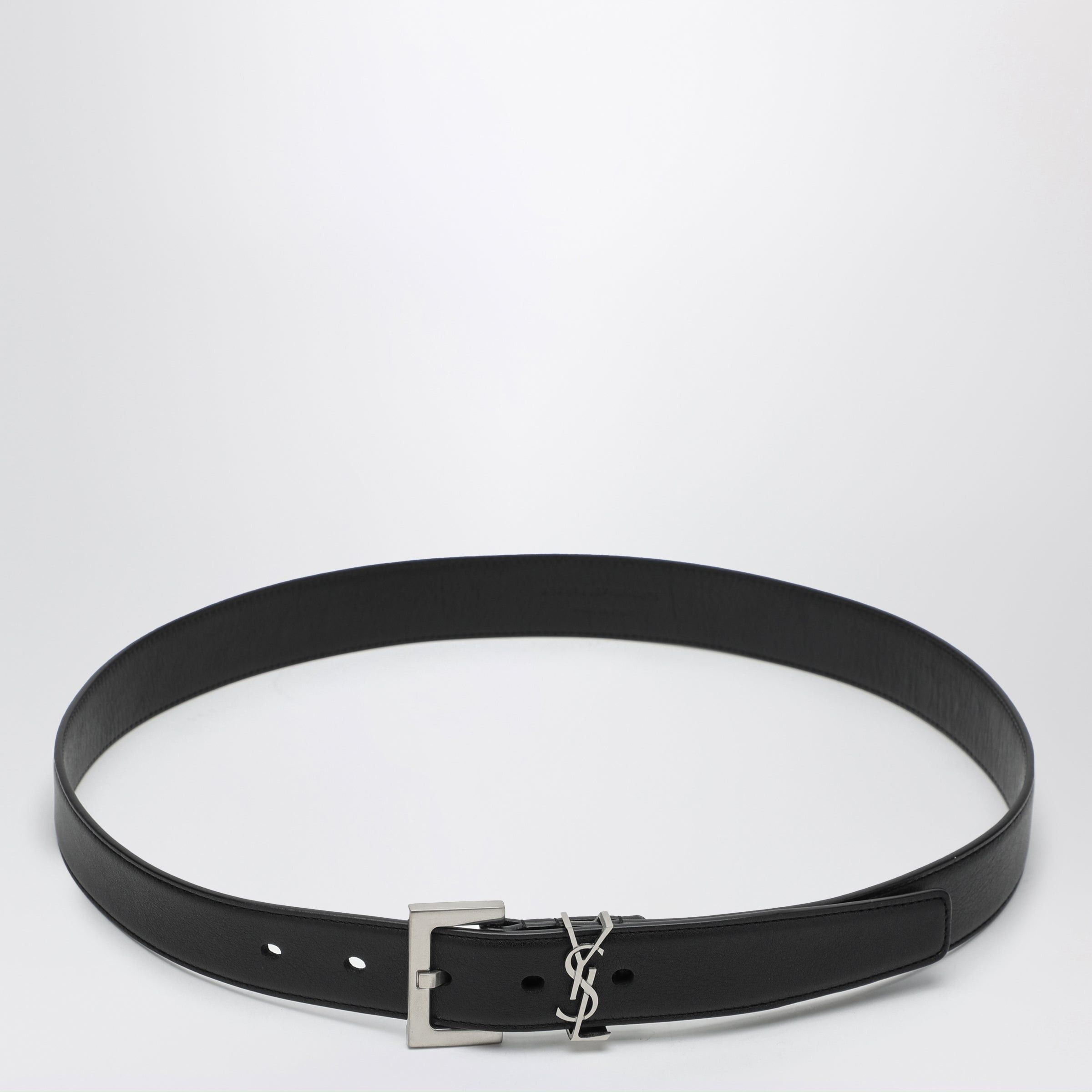 Saint Laurent Paris Saint Laurent Cassandre Black Smooth Leather Belt Size ONE SIZE - 1 Thumbnail