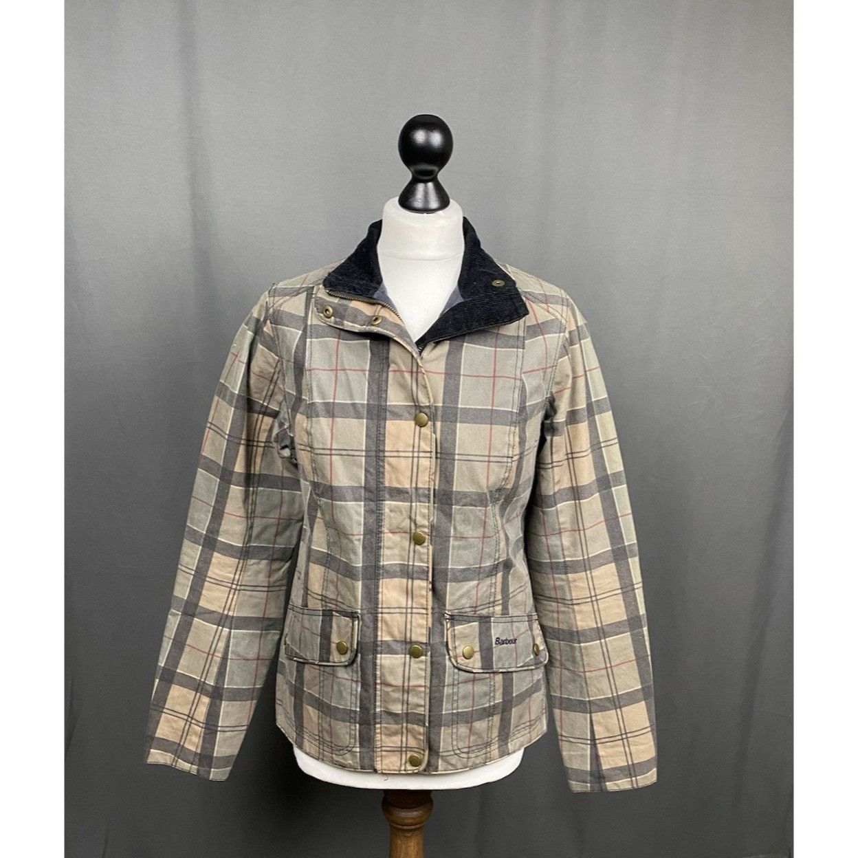 Barbour Barbour Tartan Check Women's Beige Waxed Jacket Size UK 10 U Size L / US 10 / IT 46 - 1 Thumbnail