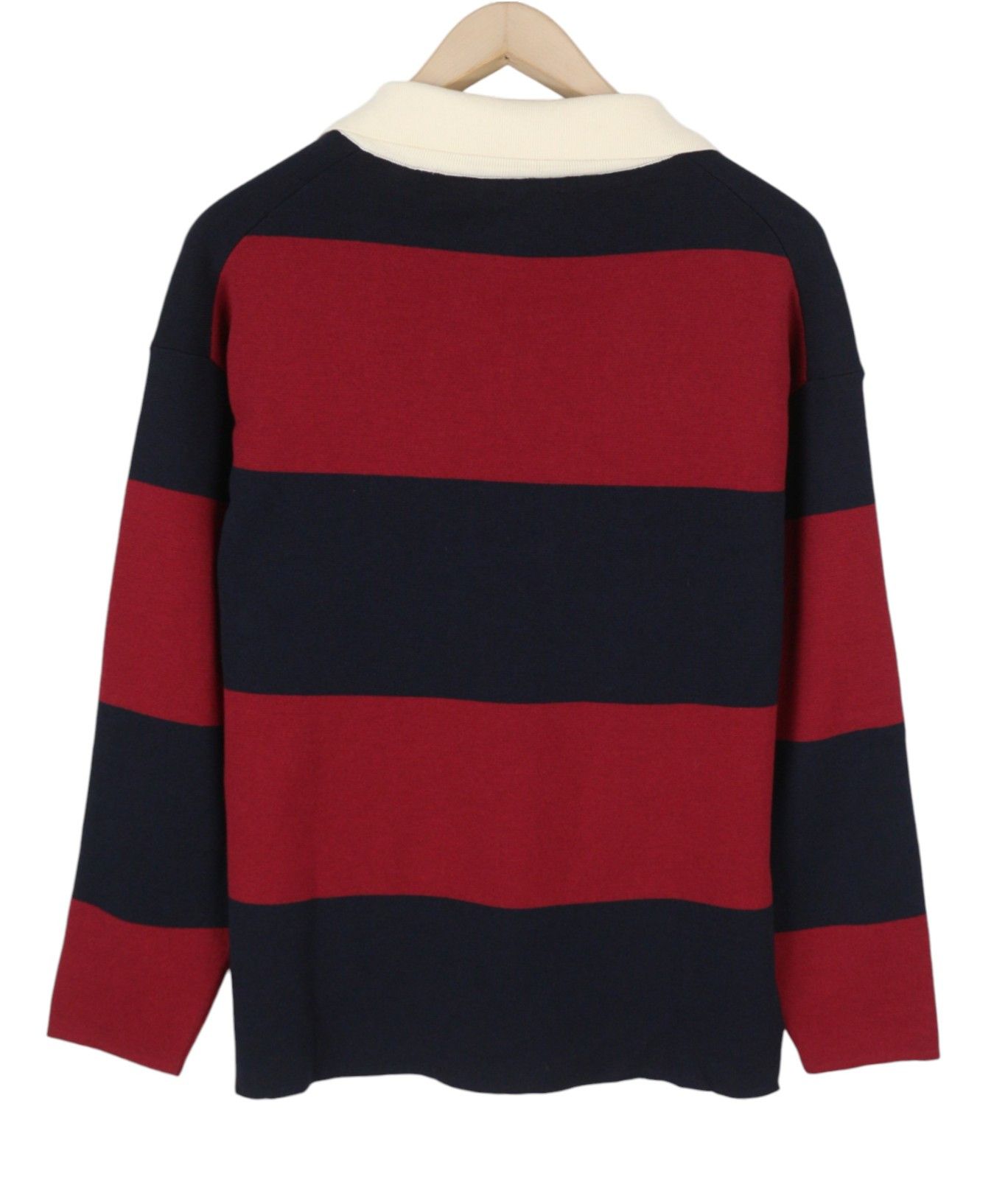 Gant XS Red Wool Blend Knit Striped V-Neck Oversized 88062 Size XS / US 0-2 / IT 36-38 - 2 Thumbnail