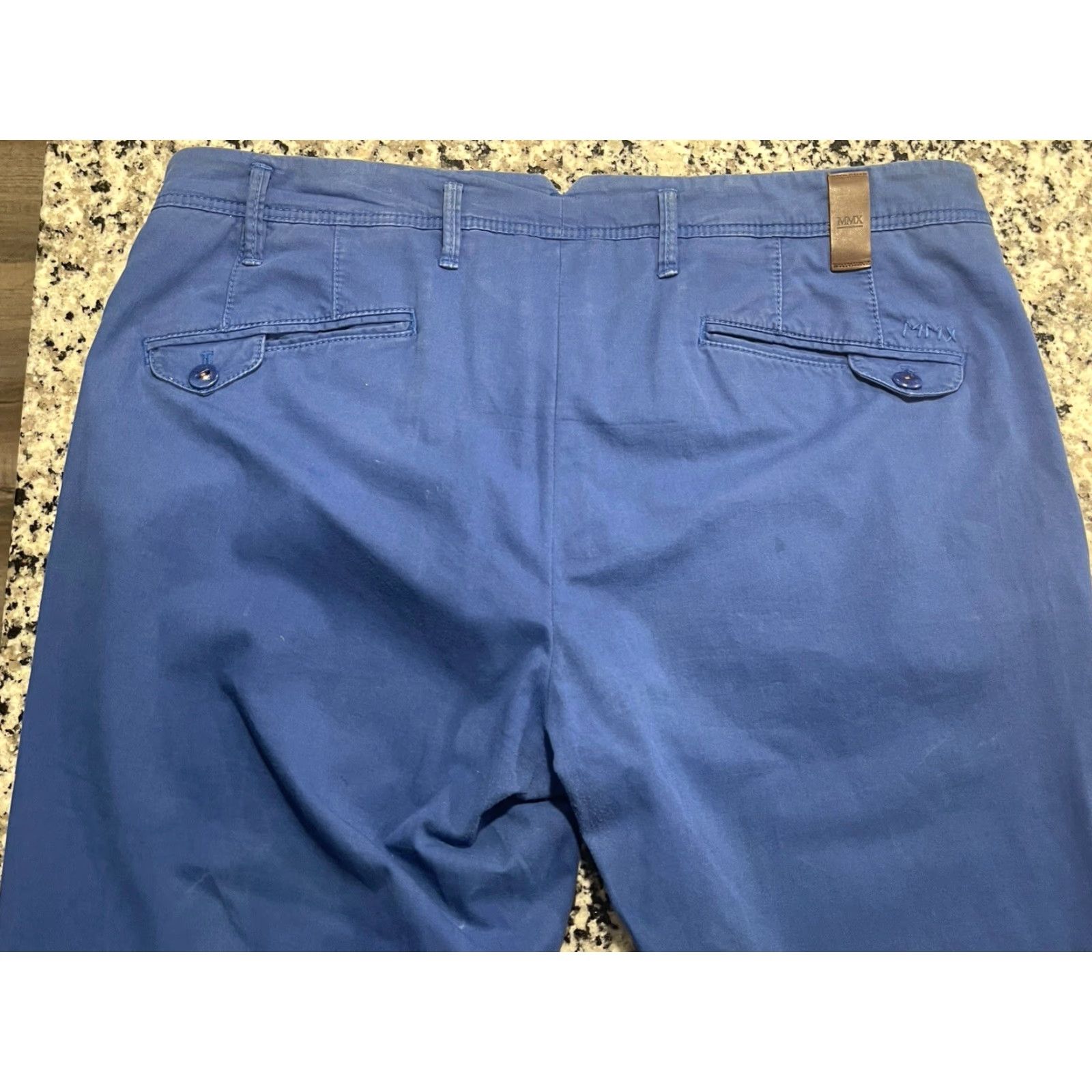 Vintage MMX Lupus Pants Chino Men 36 X 33.5 Blue Cotton Blend Front Flat Regular Pocket Casual Size US 36 / EU 52 - 4 Thumbnail