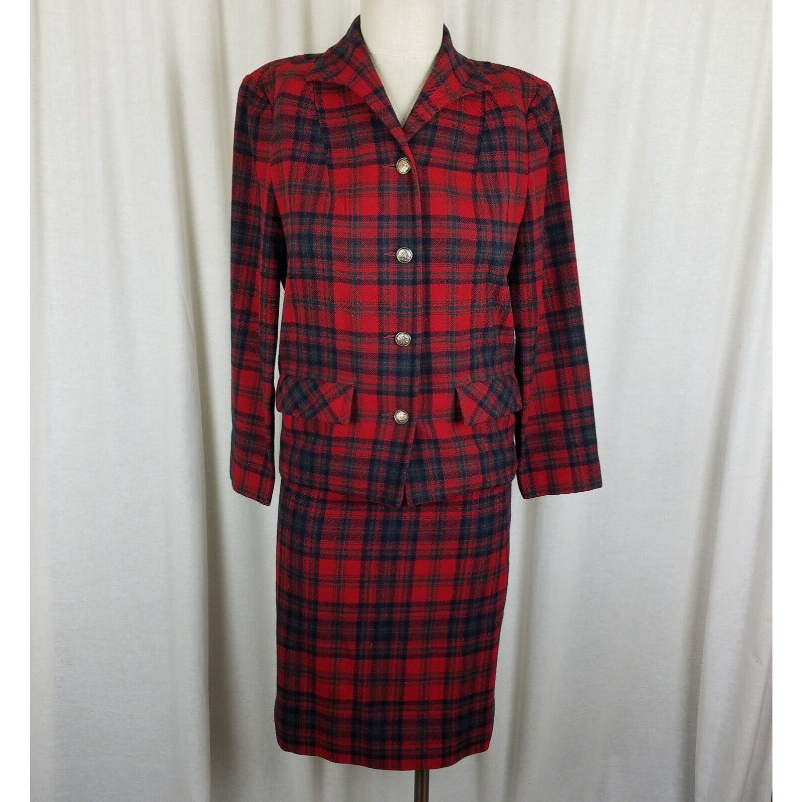 Pendleton Vtg Pendleton Calgary Wool Plaid Blazer Jacket Skirt Suit 8 Size M / US 6-8 / IT 42-44 - 1 Thumbnail