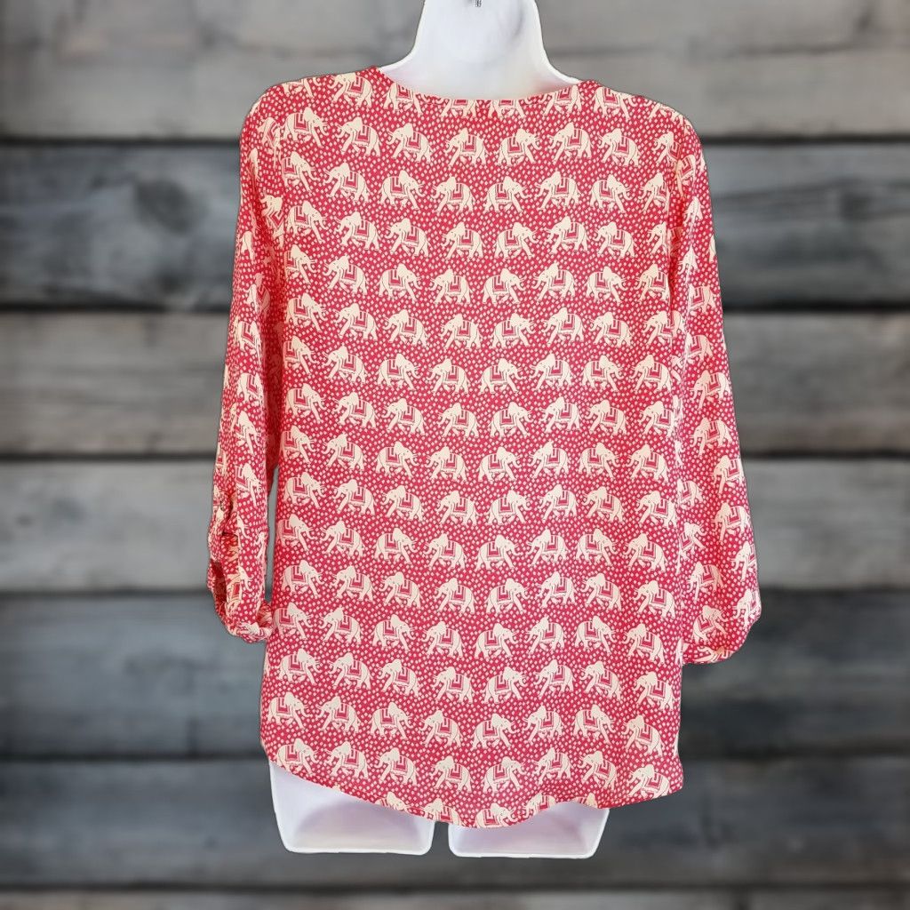 Pinko Pixley Womens Blouse Small Pink Elephant Print 3/4 Sleeve Shirt Adult Womens Size S / US 4 / IT 40 - 1 Thumbnail