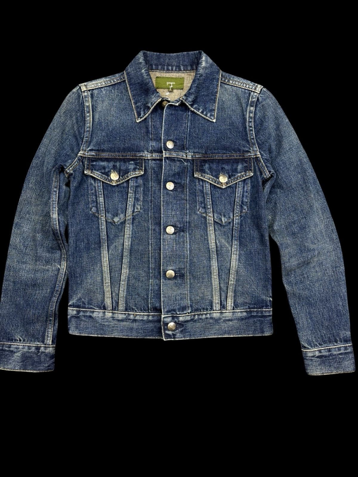 Japanese Brand 💥Selvedge Trucker💥green Selvedge Type 3 Trucker F817 Size US XXS / EU 40 - 1 Thumbnail