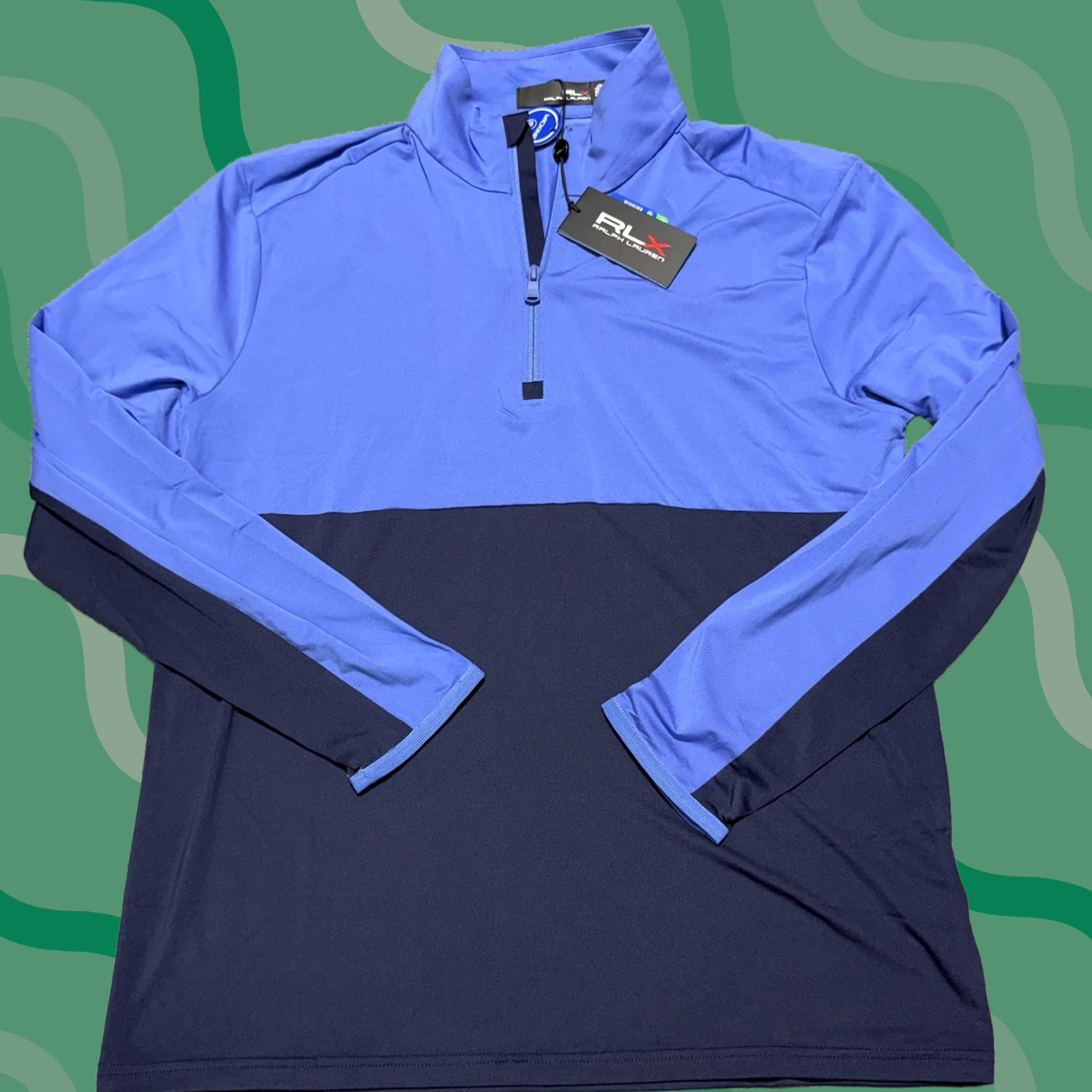 RLX Ralph Lauren RLX Ralph Lauren 1/4 Zip Men M Blue Colorblock Golf Pullover Sweatshirt NWT Size US M / EU 48-50 / 2 - 1 Thumbnail