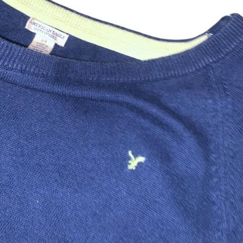 American Eagle Outfitters Vintage American Eagle Women's Knit Sweater Blue Preppy LG Size L / US 10 / IT 46 - 2 Thumbnail