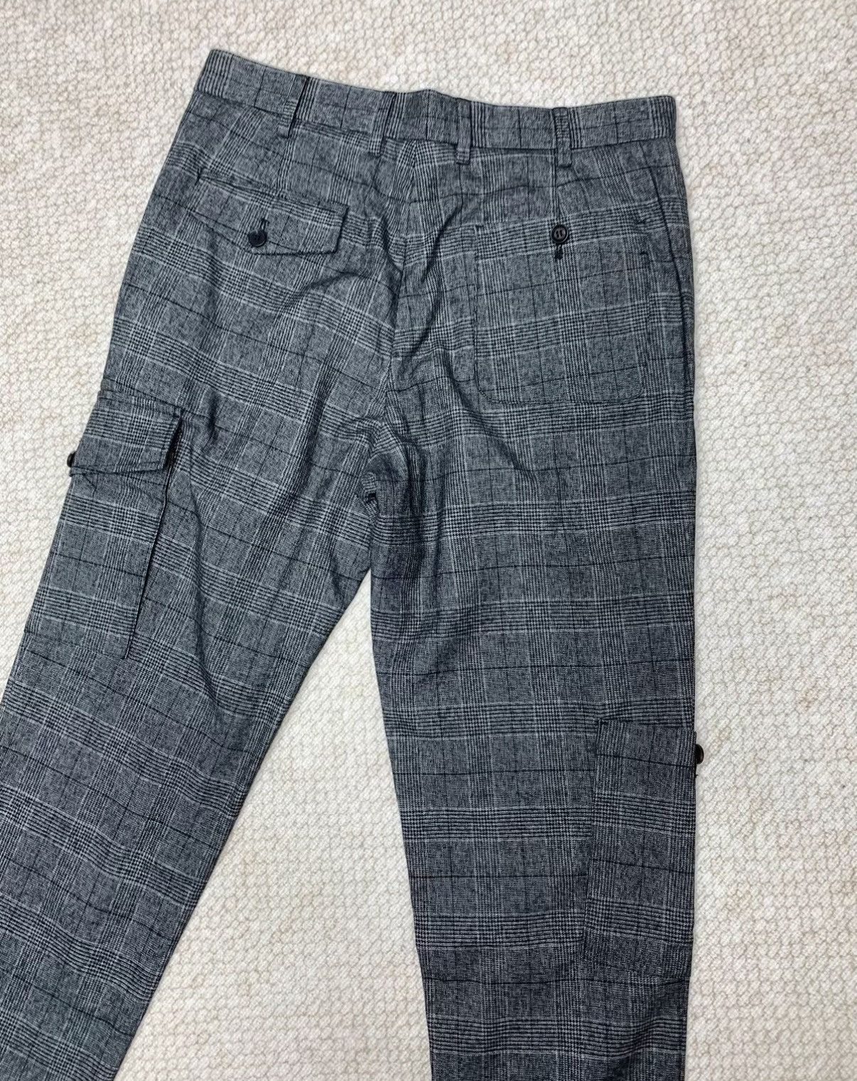 Brunello Cucinelli BRUNELLO CUCINELLI Dark Grey Plaid Multi-Pocket Cargo Pants Size US 32 / EU 48 - 9 Thumbnail