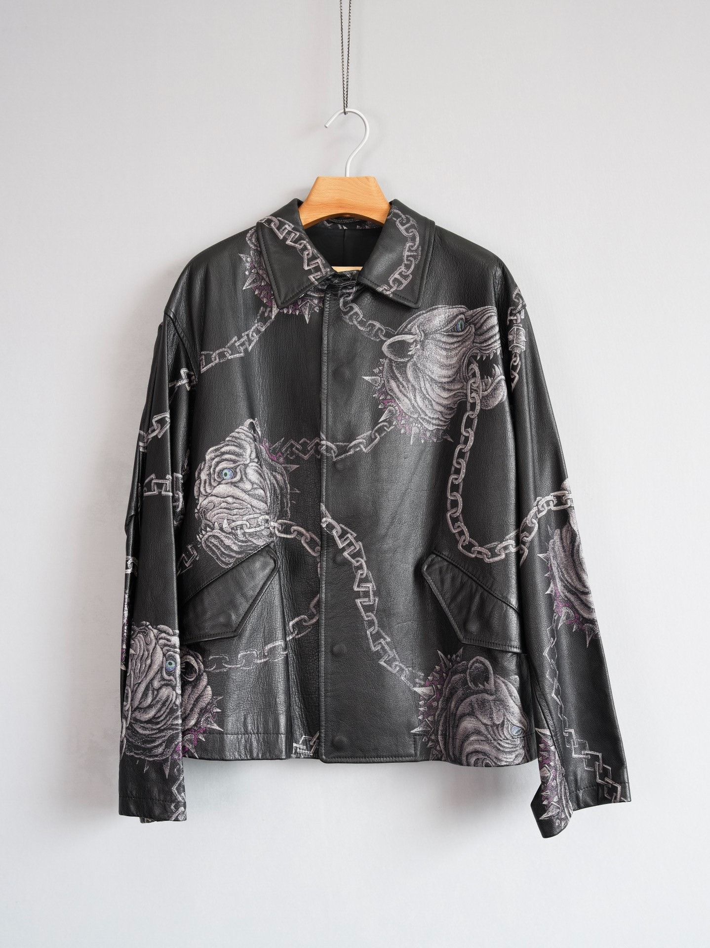 Yohji Yamamoto Yohji Yamamoto 14AW Bulldog Chain Leather Jacket Size US S / EU 44-46 / 1 - 1 Thumbnail