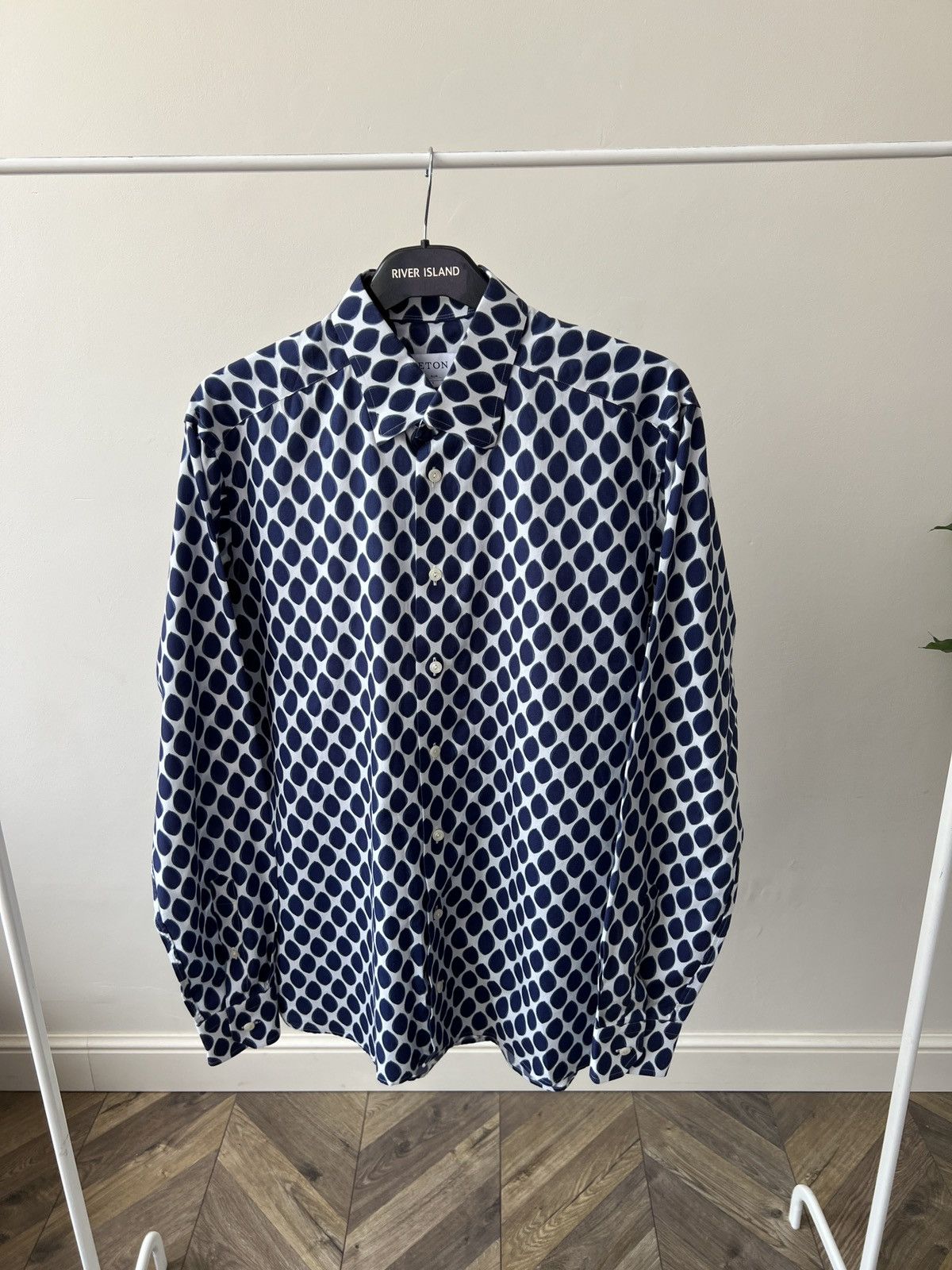 Eton × Vintage Vintage Eton Men’s Dress Shirt Geometric Print Size US L / EU 52-54 / 3 - 3 Thumbnail