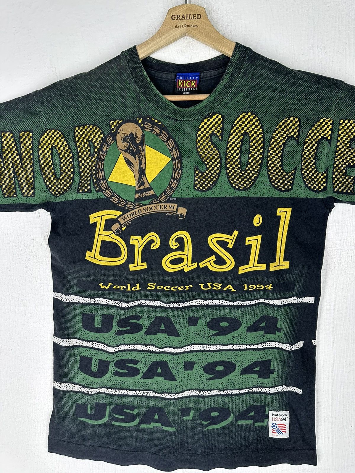 Vintage Vtg 1994 FIFA World Cup Football Brasil Allover Print Shirt Size US M / EU 48-50 / 2 - 6 Thumbnail