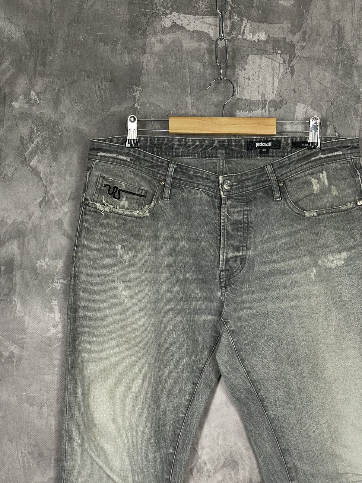 Just Cavalli × Vintage 00s Just Cavalli Vintage Y2K Glamour Retro Denim Pants Size US 33 - 10 Thumbnail