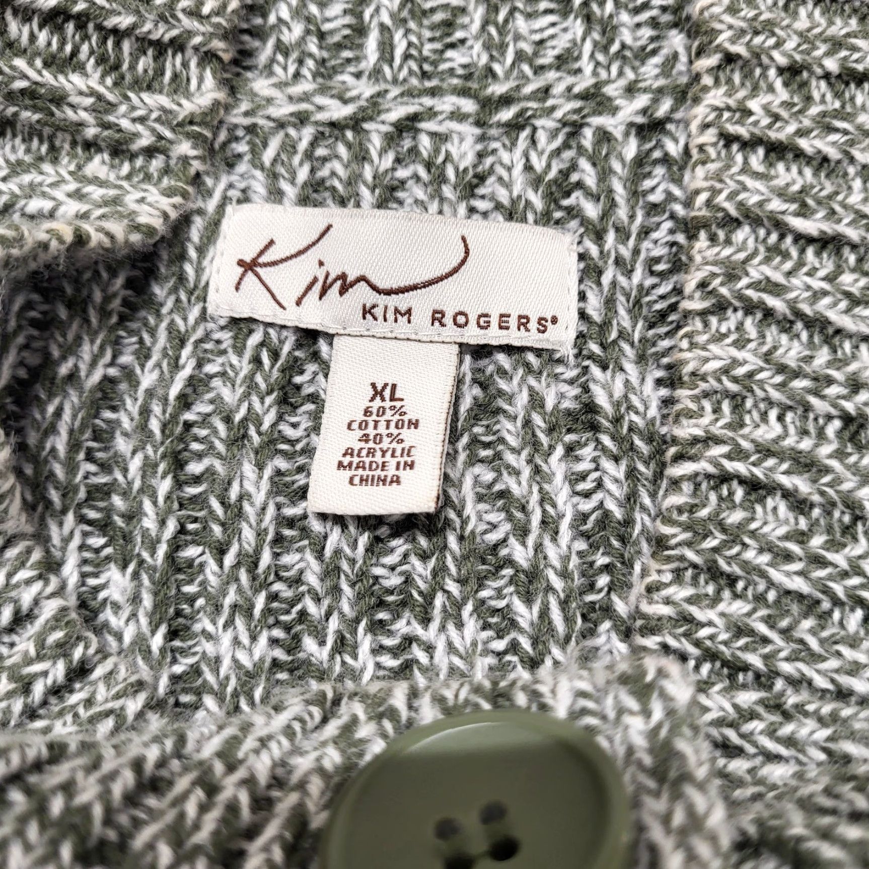 Vintage Kim Rogers 2 Button Sweater Vest Womens XL Gray Green Marbled Cotton Blend Knit Sleeveless Crew Neck Casual Workwear Bohemian Size XL / US 12-14 / IT 48-50 - 2 Thumbnail