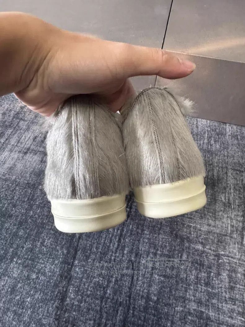 Rick Owens Rick Owens Grey Horsehair Low-Top Converse Size US 5.5 / IT 35.5 - 5 Thumbnail