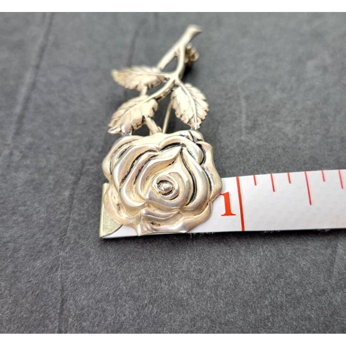 Vintage Vintage Sterling Silver Rose Brooch Pin Detailed Floral Size ONE SIZE - 8 Thumbnail