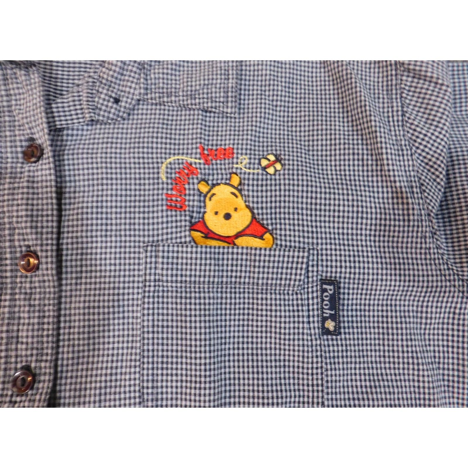 Vintage Winnie the Pooh Shirt Women 26W Blue Plaid Button-Up Embroidered Knit Cotton 90s Vintage Casual Womens Size 4XL / US 24-26 - 7 Thumbnail