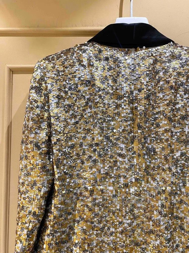 Chanel Chanel 17a Metropolitan Gold Sequin Green Collar Double-br Size M / US 6-8 / IT 42-44 - 6 Thumbnail