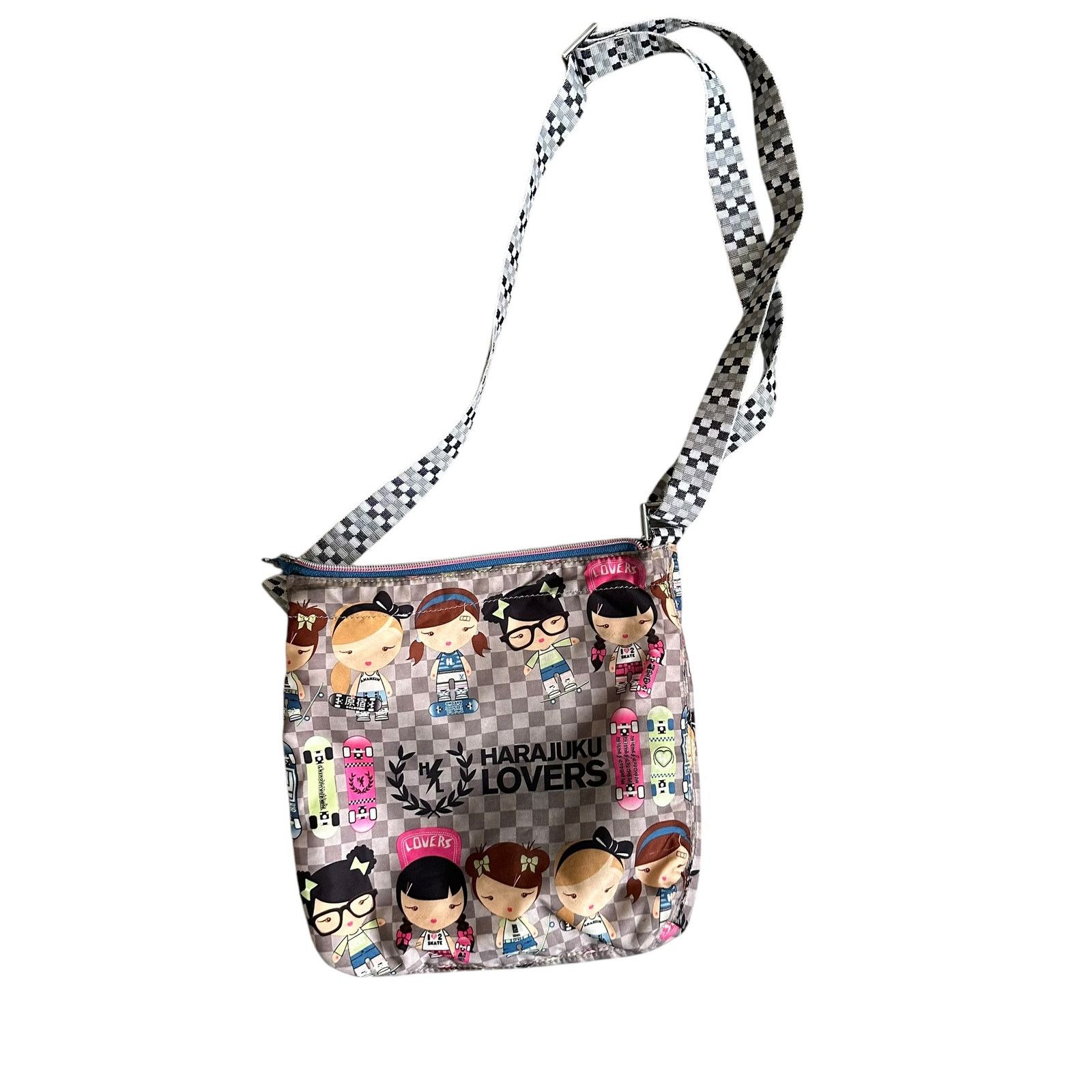 Vintage Harajuku Lovers y2k Skateboard Side Bag Purse Grey Size ONE SIZE - 3 Thumbnail