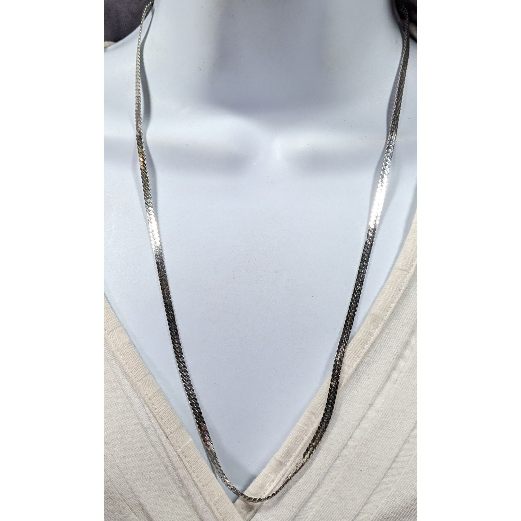 Monet Vintage Monet Herringbone Silver Tone Chain Necklace Size ONE SIZE - 4 Thumbnail