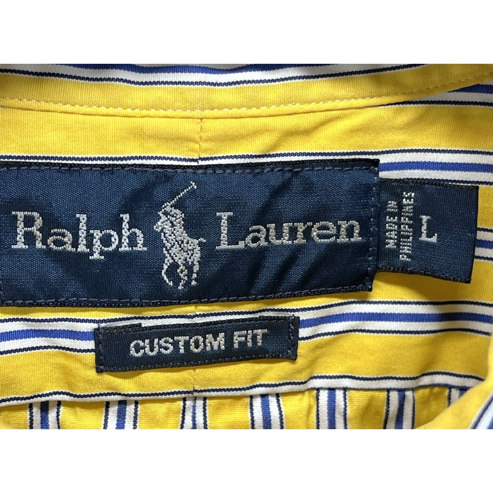 Polo Ralph Lauren VINTAGE Polo Ralph Lauren Shirt Striped Button-Up Long Sleeve Men L Custom Fit Blue Yellow, GUC, Size L Mens Size US L / EU 52-54 / 3 - 5 Thumbnail