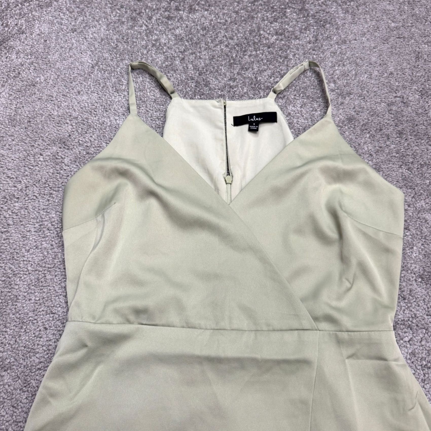 Lulus Lulus What A Stunner Satin Asymmetrical Wrap Mini Dress Womens Small Sage Green Satin Asymmetric Mini Dress Womens Small Green 90s Size S / US 4 / IT 40 - 5 Thumbnail