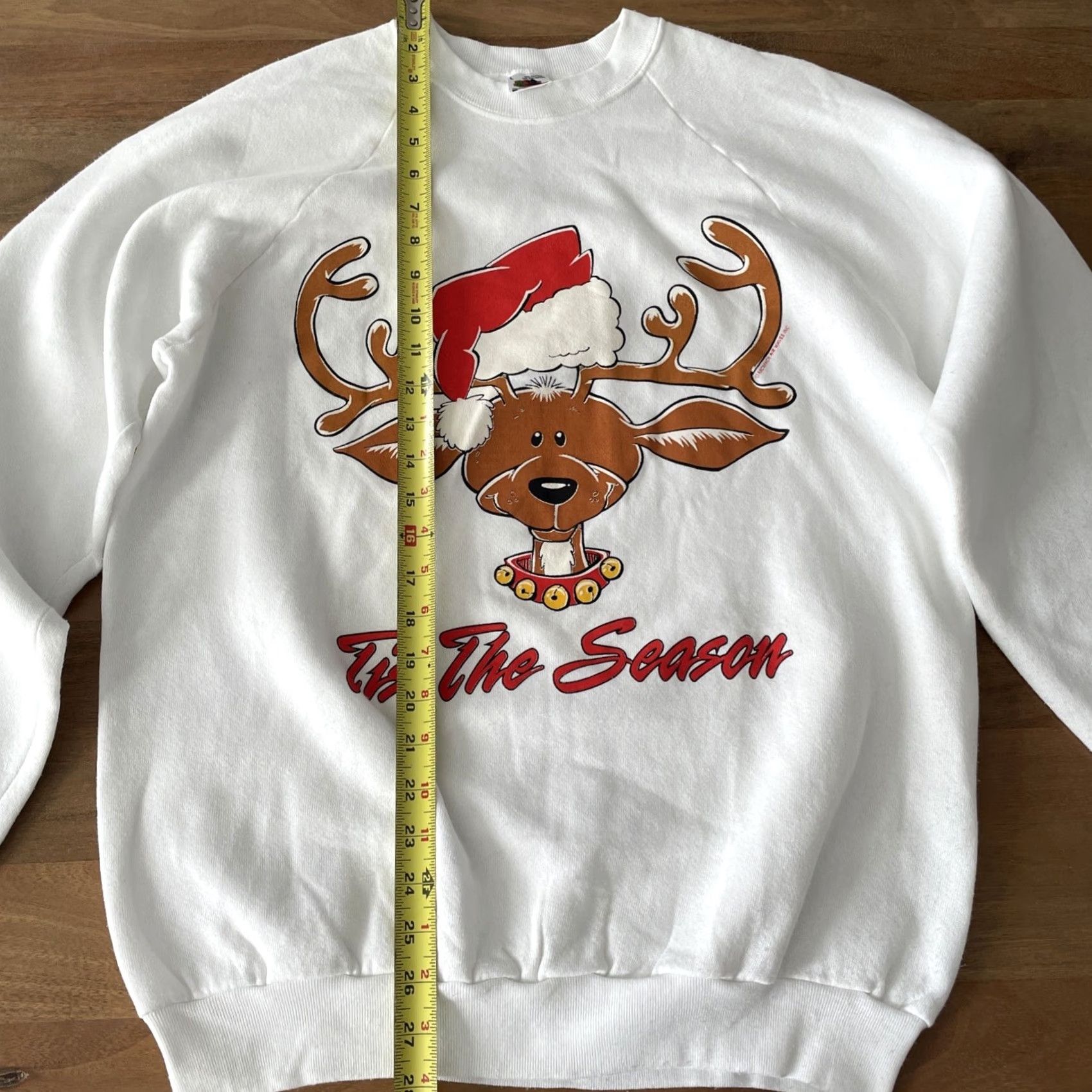 Fruit Of The Loom VINTAGE 90s Christmas Sweater Shirt Womens L White Reindeer Holiday Knit Pullover Nike? Size L / US 10 / IT 46 - 7 Thumbnail
